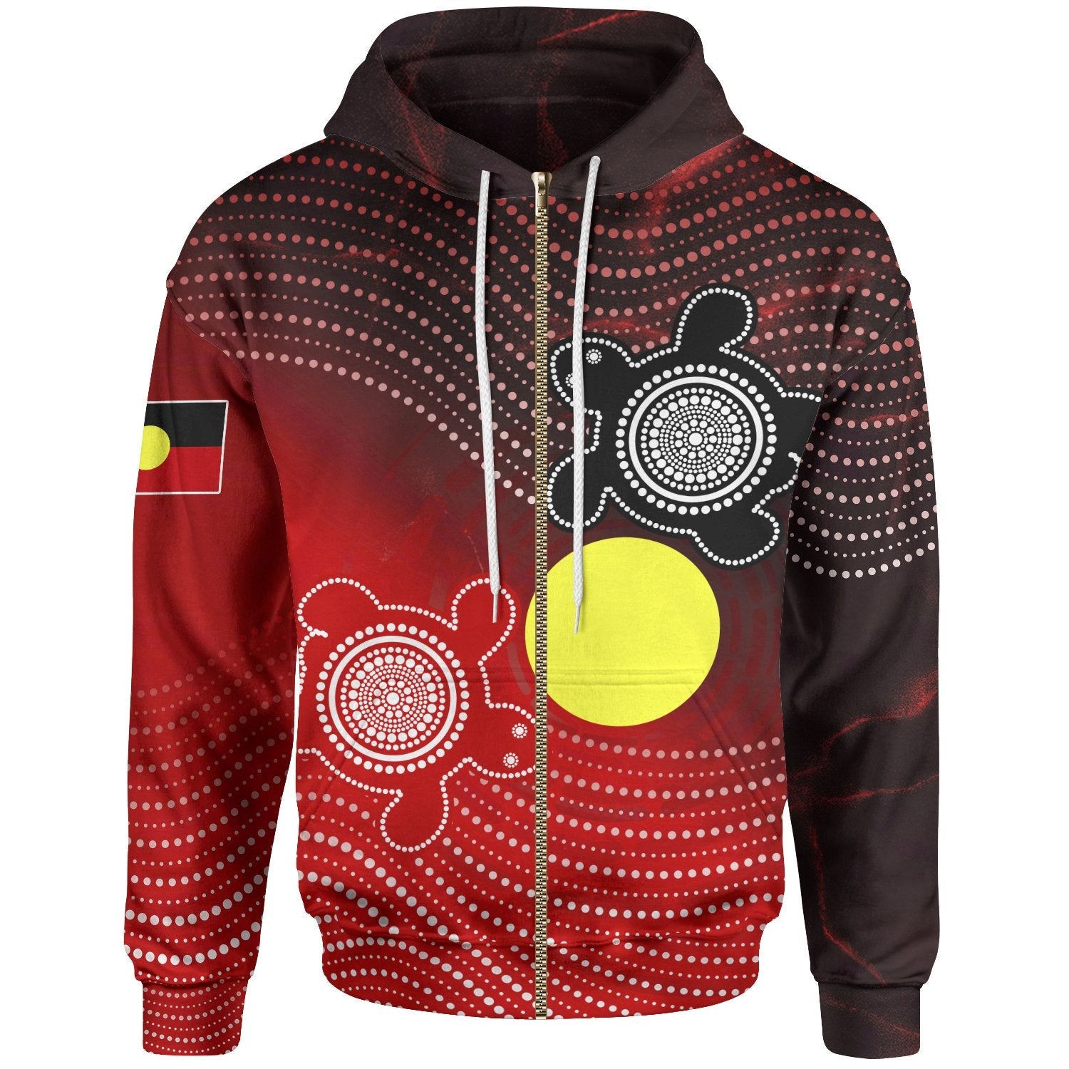 Aboriginal Zip - Up Hoodie - Indigenous Circle Dot Painting Style - - Vibe Hoodie Shop