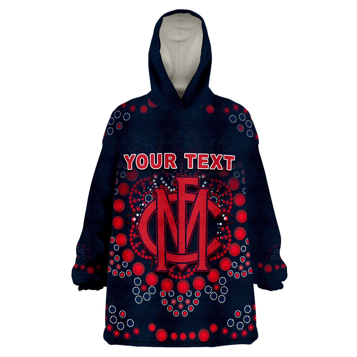 (Custom Personalised) Demons Football Melbourne Indigenous Wearable Blanket Hoodie - Vibe Hoodie Shop