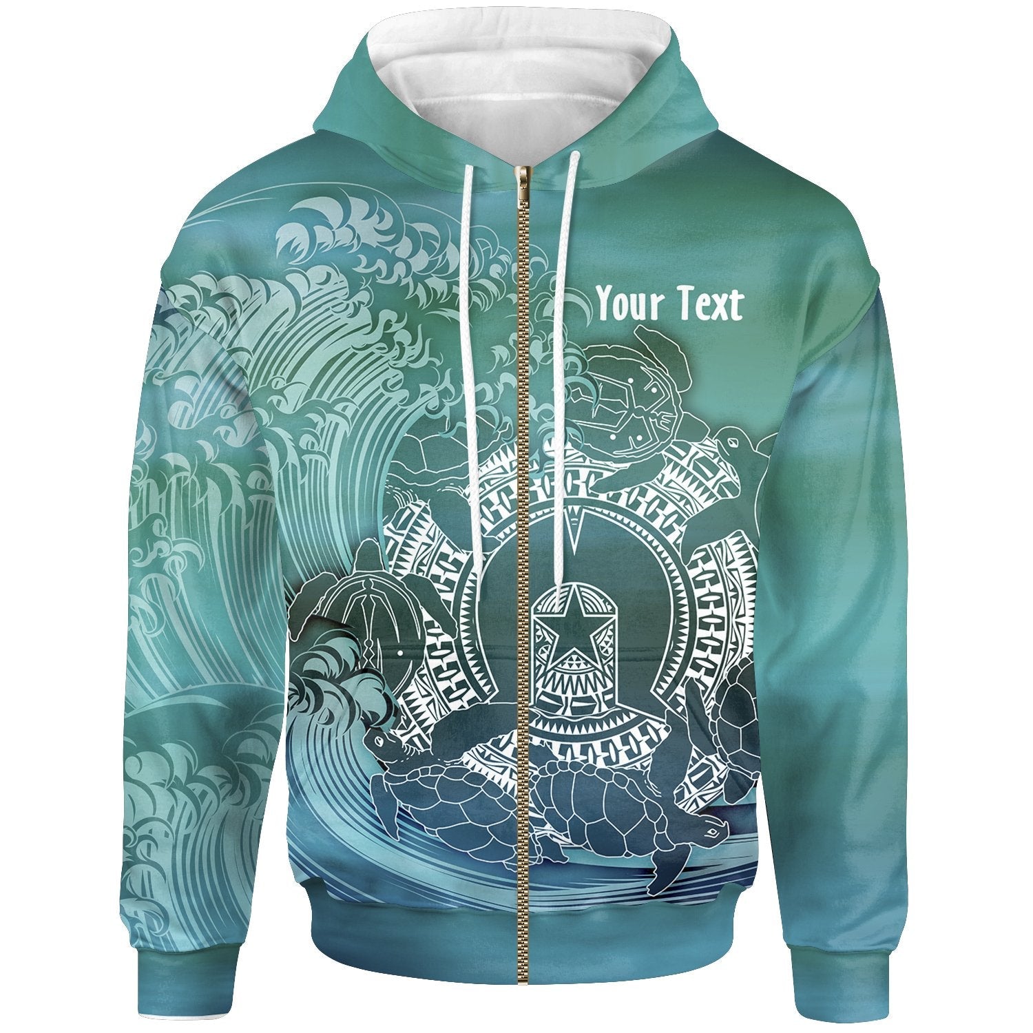 Custom Aboriginal Zip - Up Hoodie, Torres Strait Islands in Wave - Vibe Hoodie Shop