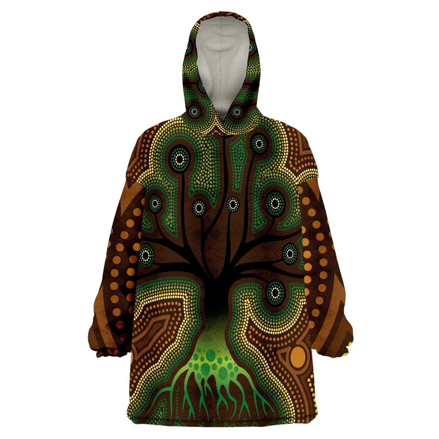 Aboriginal Tree Dot Painting Art Wearable Blanket Hoodie - Vibe Hoodie Shop