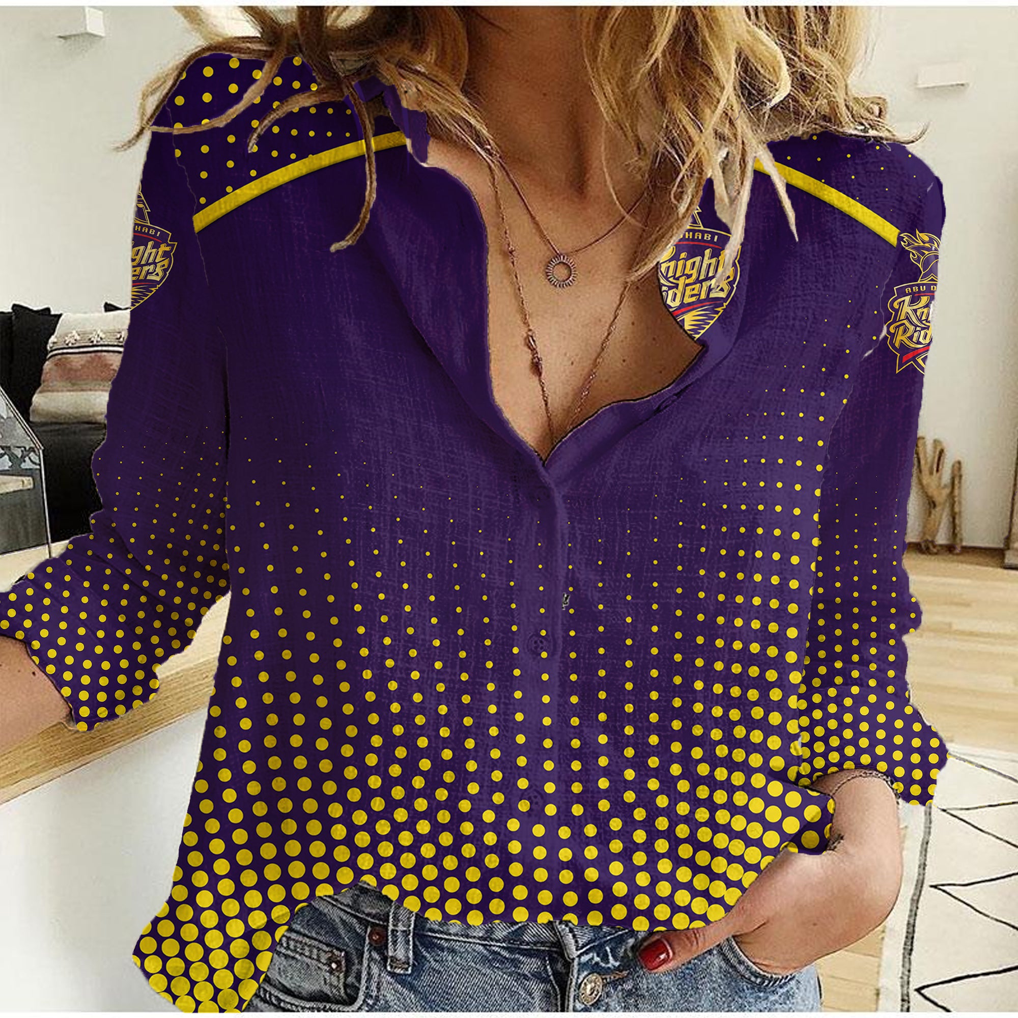 (Custom Personalised) Abu Dhabi Knight Riders ILT20 ADKR Cricket Original Style Women Casual Shirt - Vibe Hoodie Shop