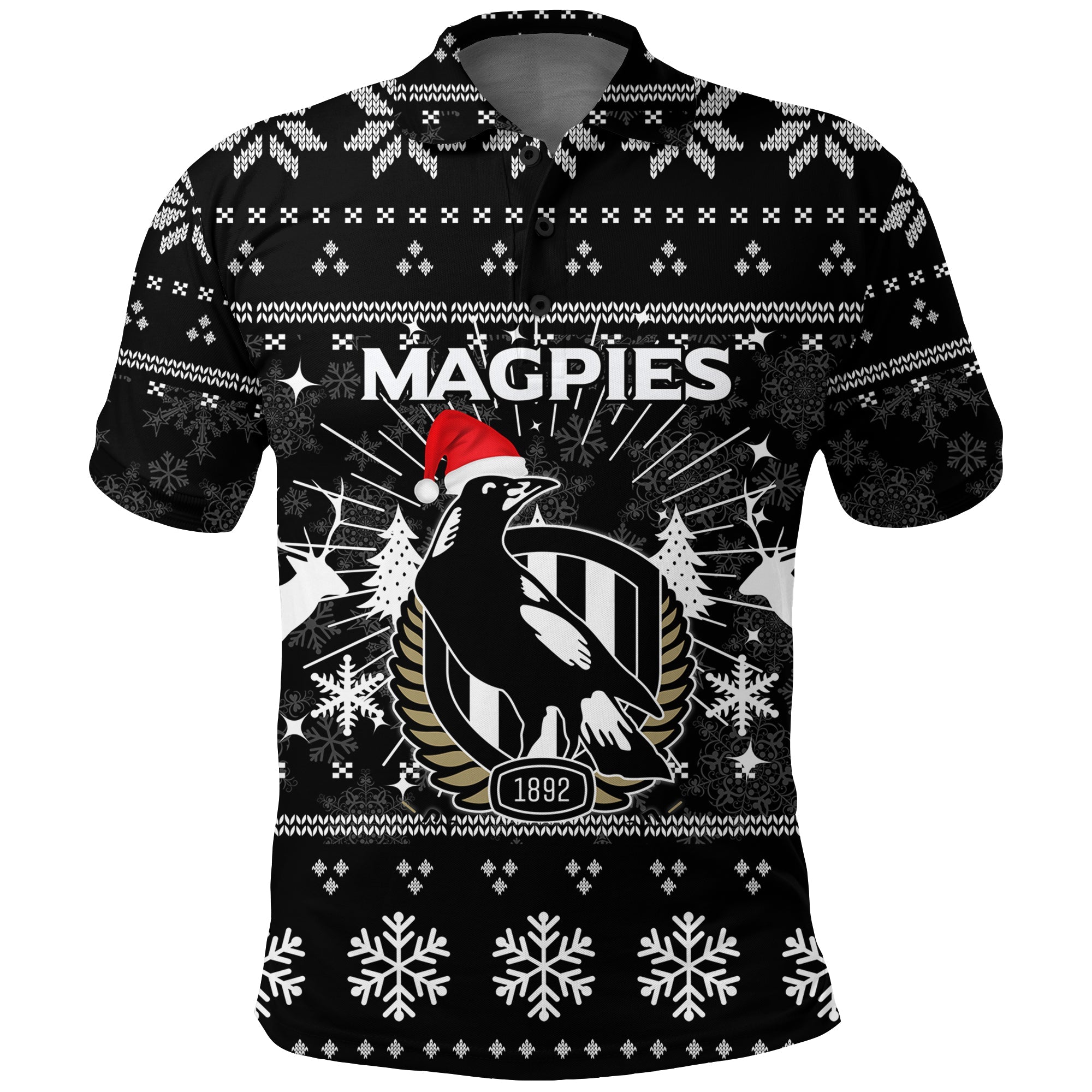 Collingwood Magpies Polo Shirt - Christmas Ugly Style - - Vibe Hoodie Shop