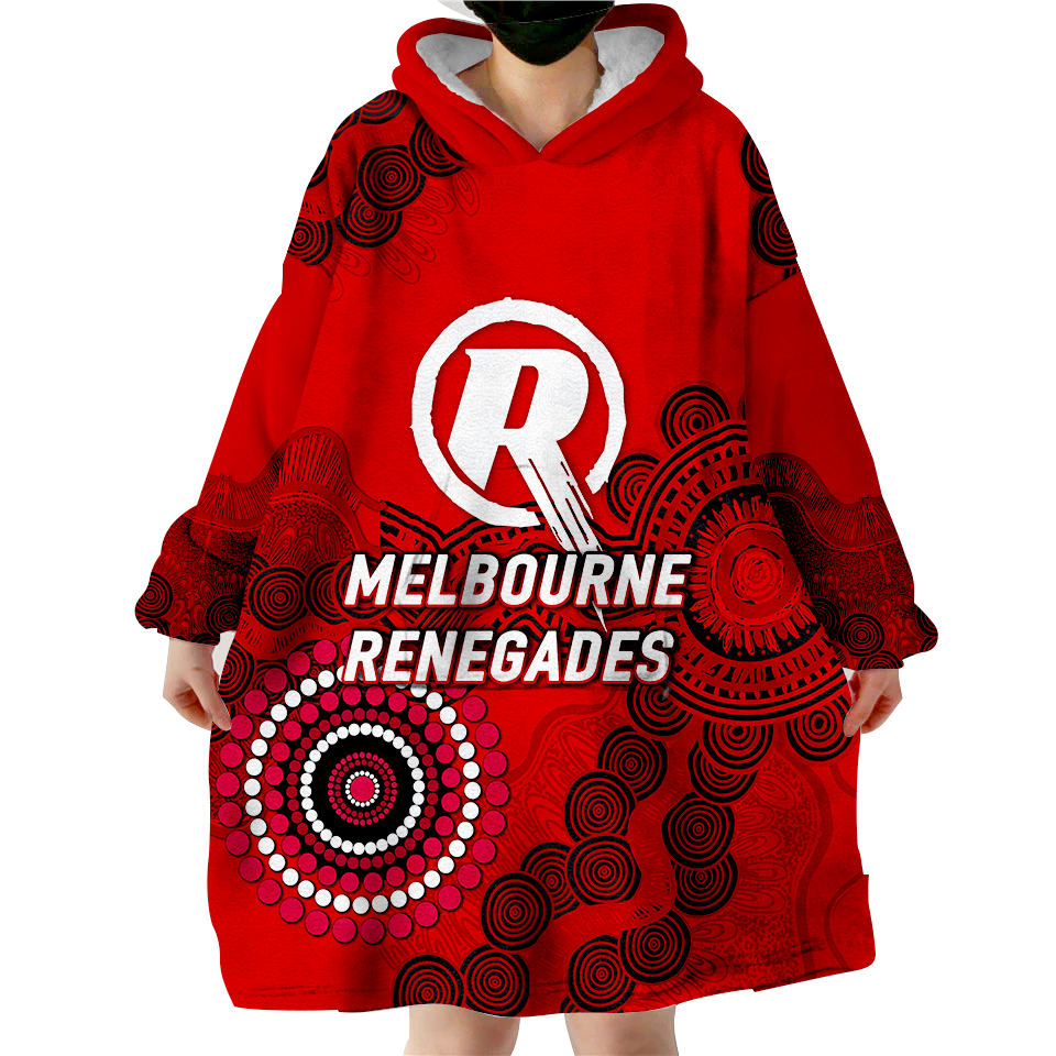 (Custom Personalised) Melbourne Renegades Aboriginal Art Cricket 2022 Wearable Blanket Hoodie - - Vibe Hoodie Shop