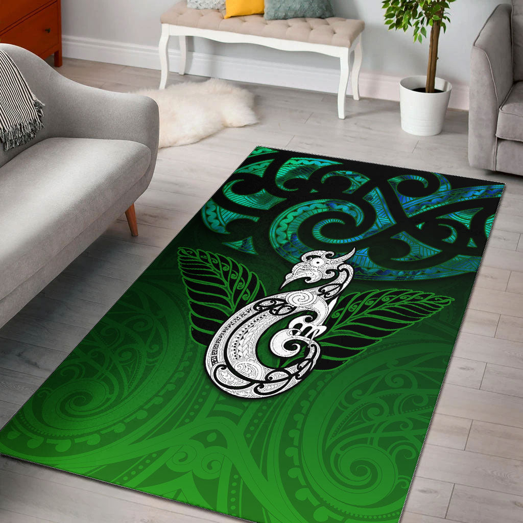 New Zealand Maori Area Rug - Paua Shell Green - - Vibe Hoodie Shop