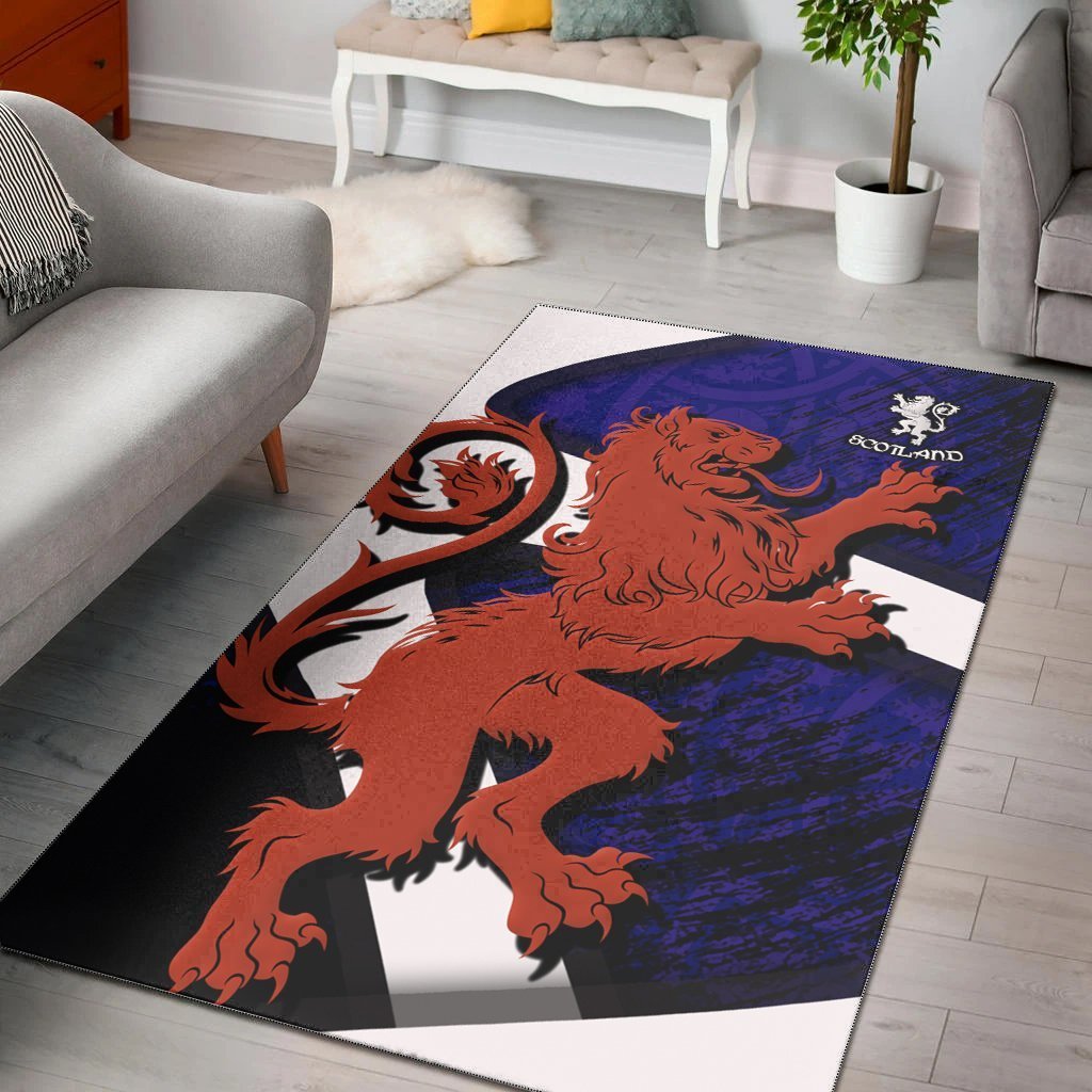 Scotland Celtic Area Rug - Scottish Lion and Thistle Pattern Brush - Vibe Hoodie Shop