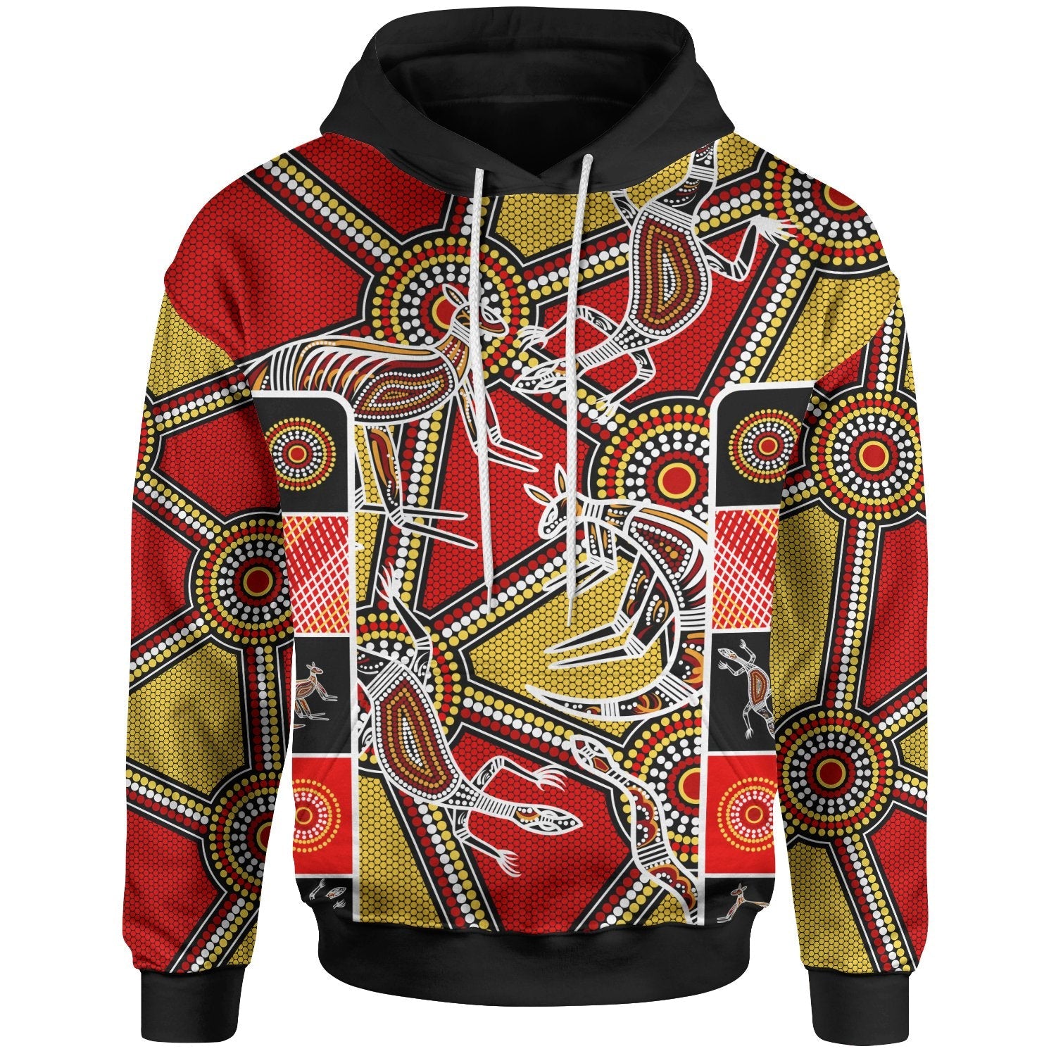 Aboriginal Zip - Up Hoodie, Kangaroo Dot Painting Patterns - Vibe Hoodie Shop