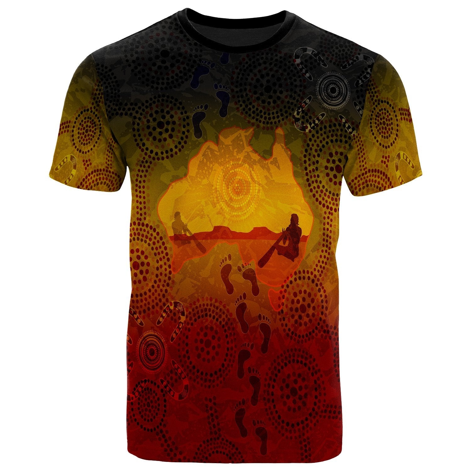 Aboriginal T shirts, Australian Map with Indigenous Color - Vibe Hoodie Shop