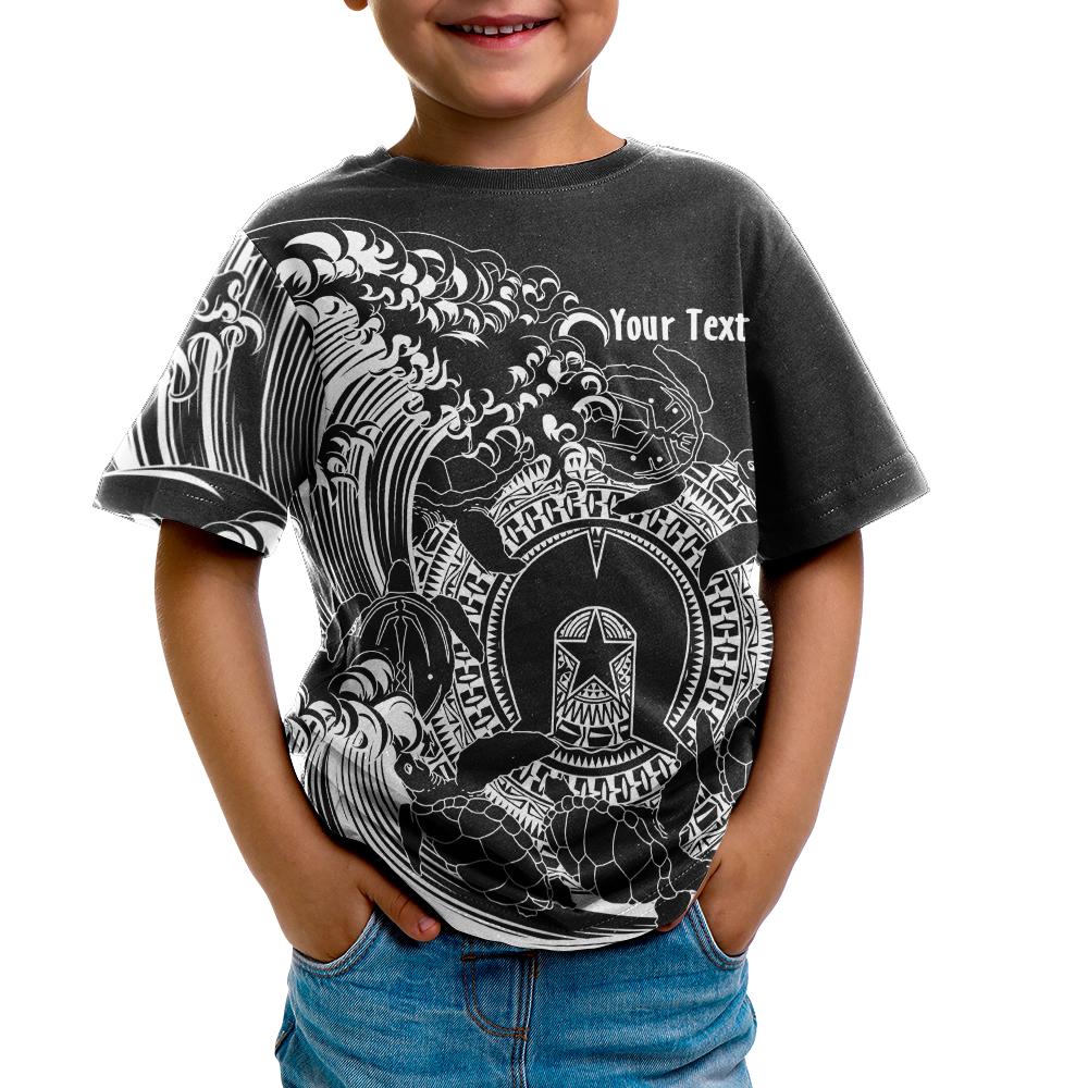 Custom Aboriginal T shirt Kids, Torres Strait Islands in Wave (Black) - Vibe Hoodie Shop