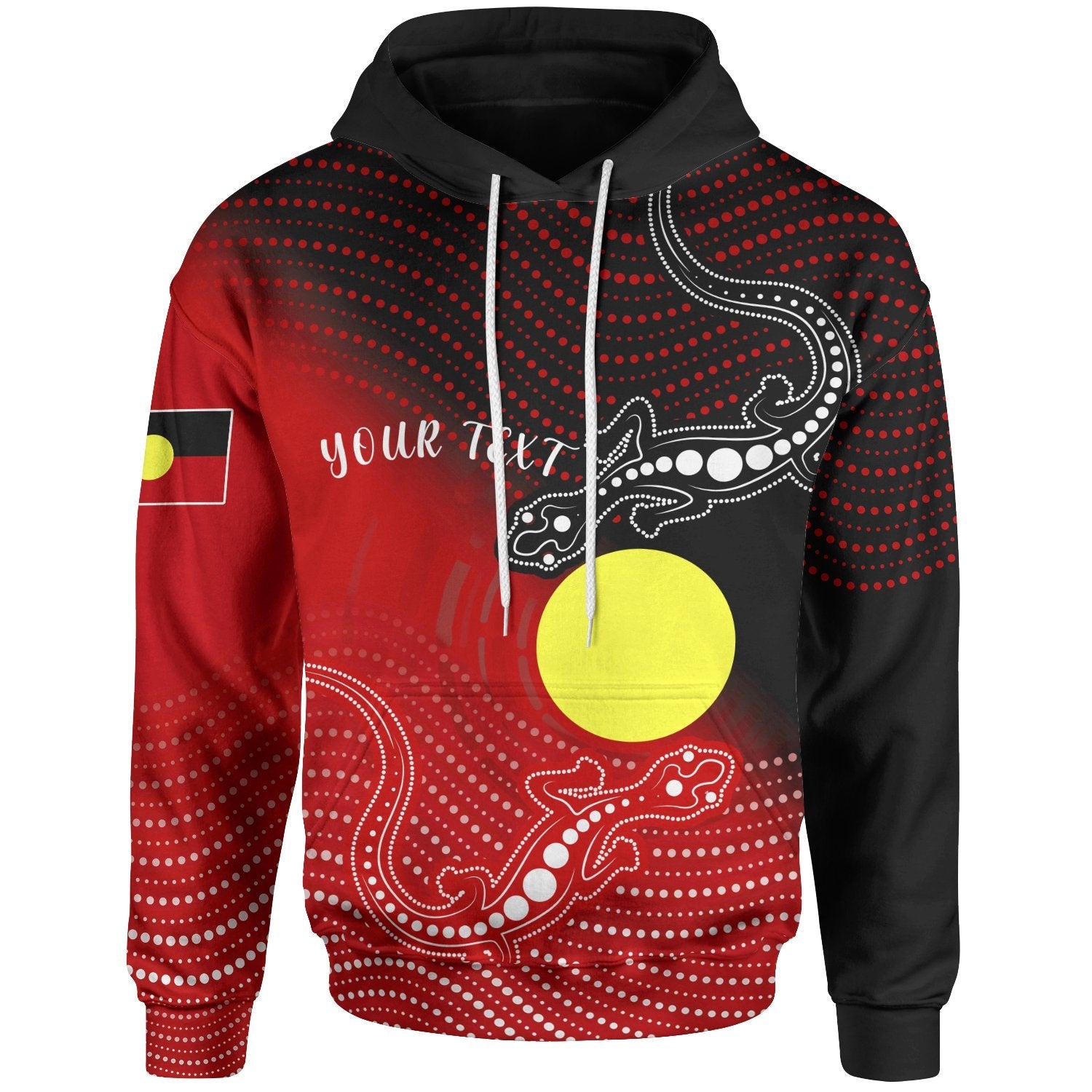 Custom Aboriginal Hoodie - Two Indigenous Lizard - Vibe Hoodie Shop