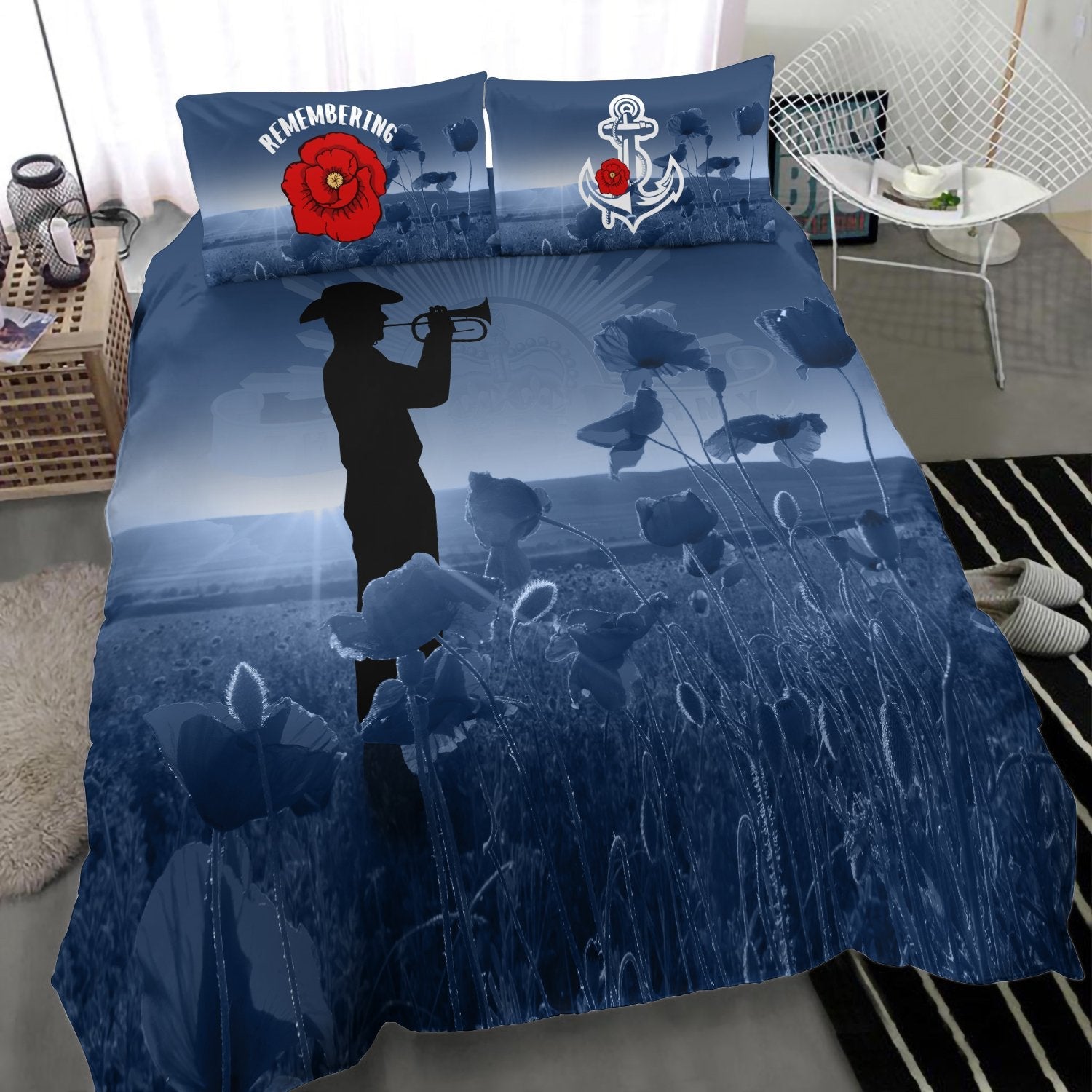 Australia Navy ANZAC Bedding Set - Remembering Our Heroes - Vibe Hoodie Shop