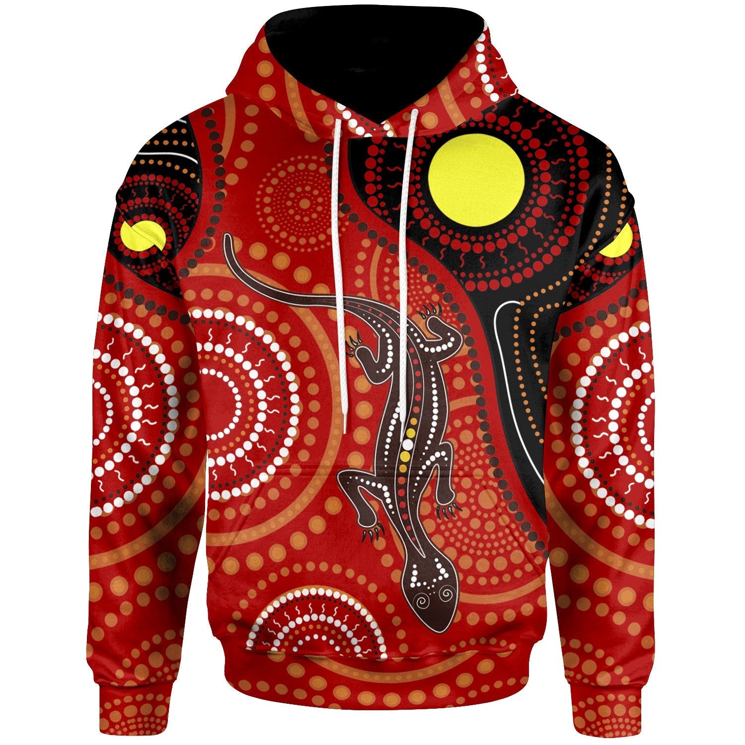 Aboriginal Hoodie - Australia Lizard Dot Painting Art - Unisex - Vibe Hoodie Shop