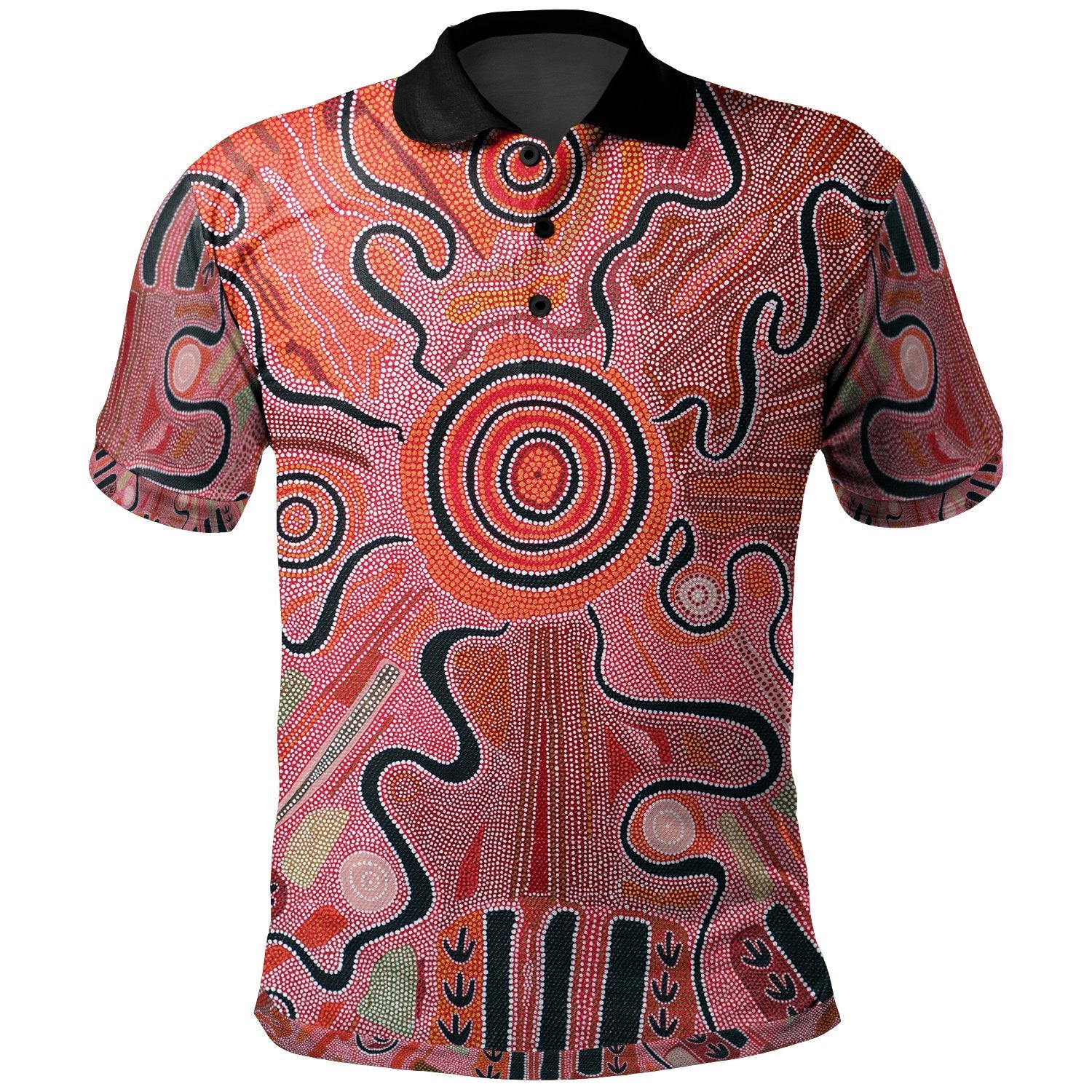 Aboriginal Polo Shirt - Indigenous Footprint Landscape - Vibe Hoodie Shop