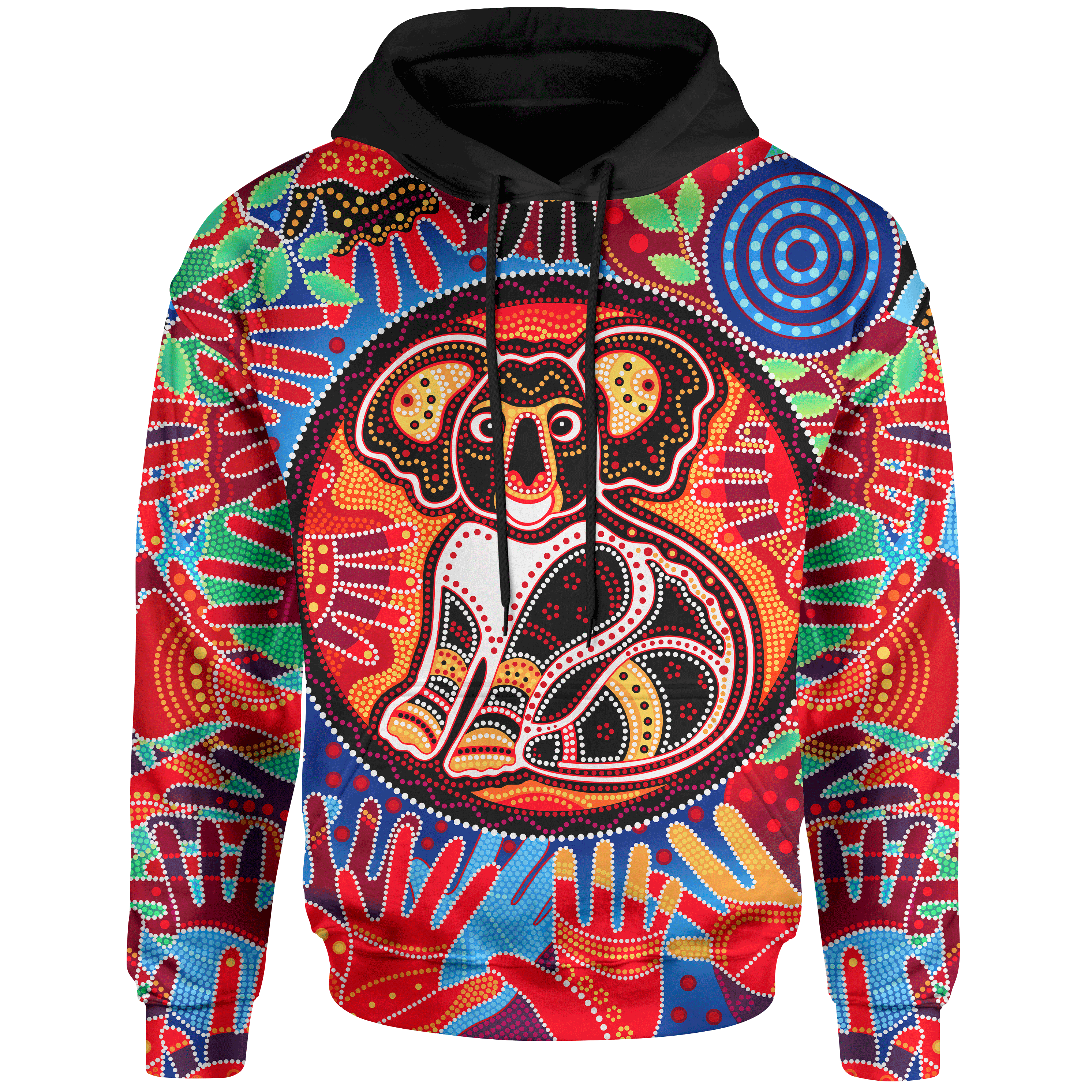 Aboriginal Hoodie, Koala and Hand Art Dot Painting Hoodie - Vibe Hoodie Shop