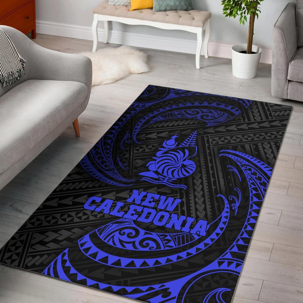 New Caledonia Polynesian Area Rug - Blue Tribal Wave - Vibe Hoodie Shop