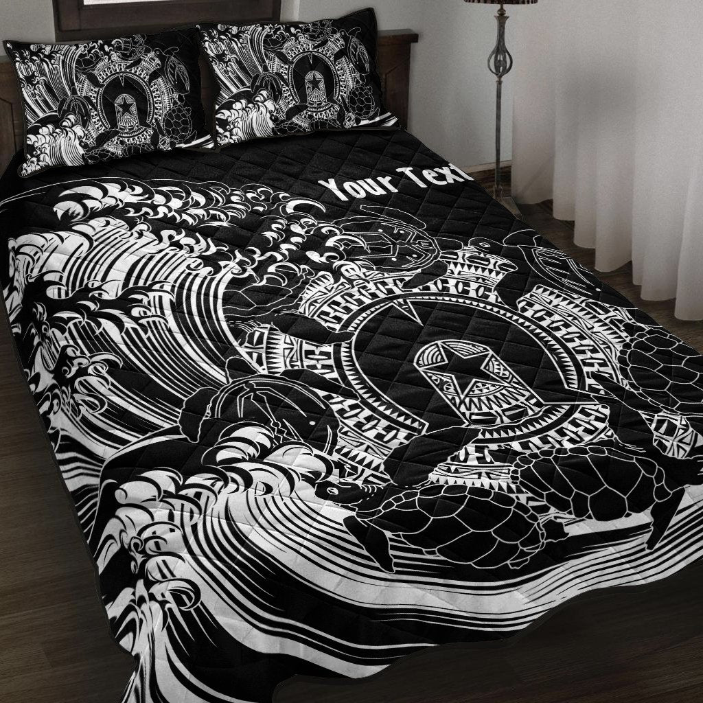 Custom Aboriginal Quilt Bed Set, Torres Strait Islands in Wave (Black) - Vibe Hoodie Shop