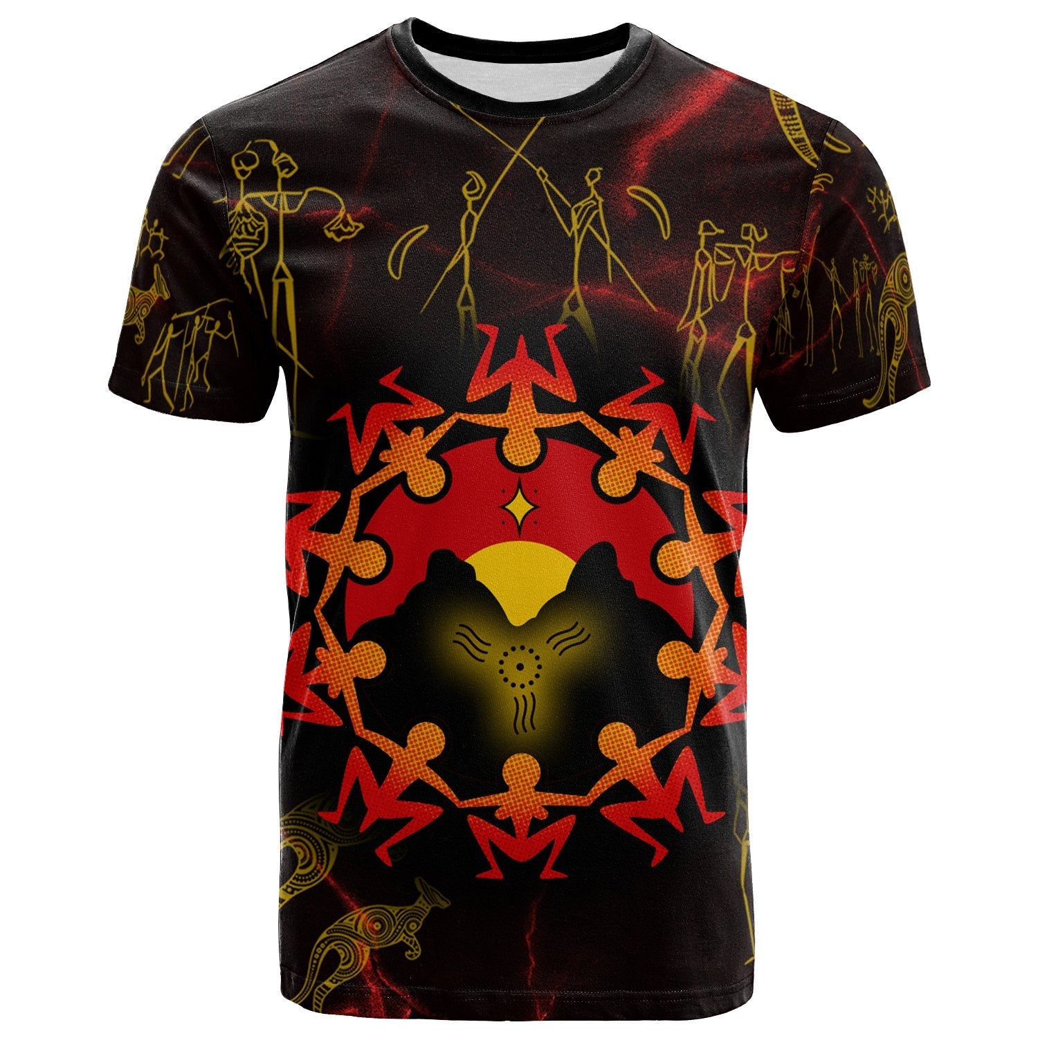 Aboriginal T shirts - Australia Map and Indigenous Flag - Vibe Hoodie Shop