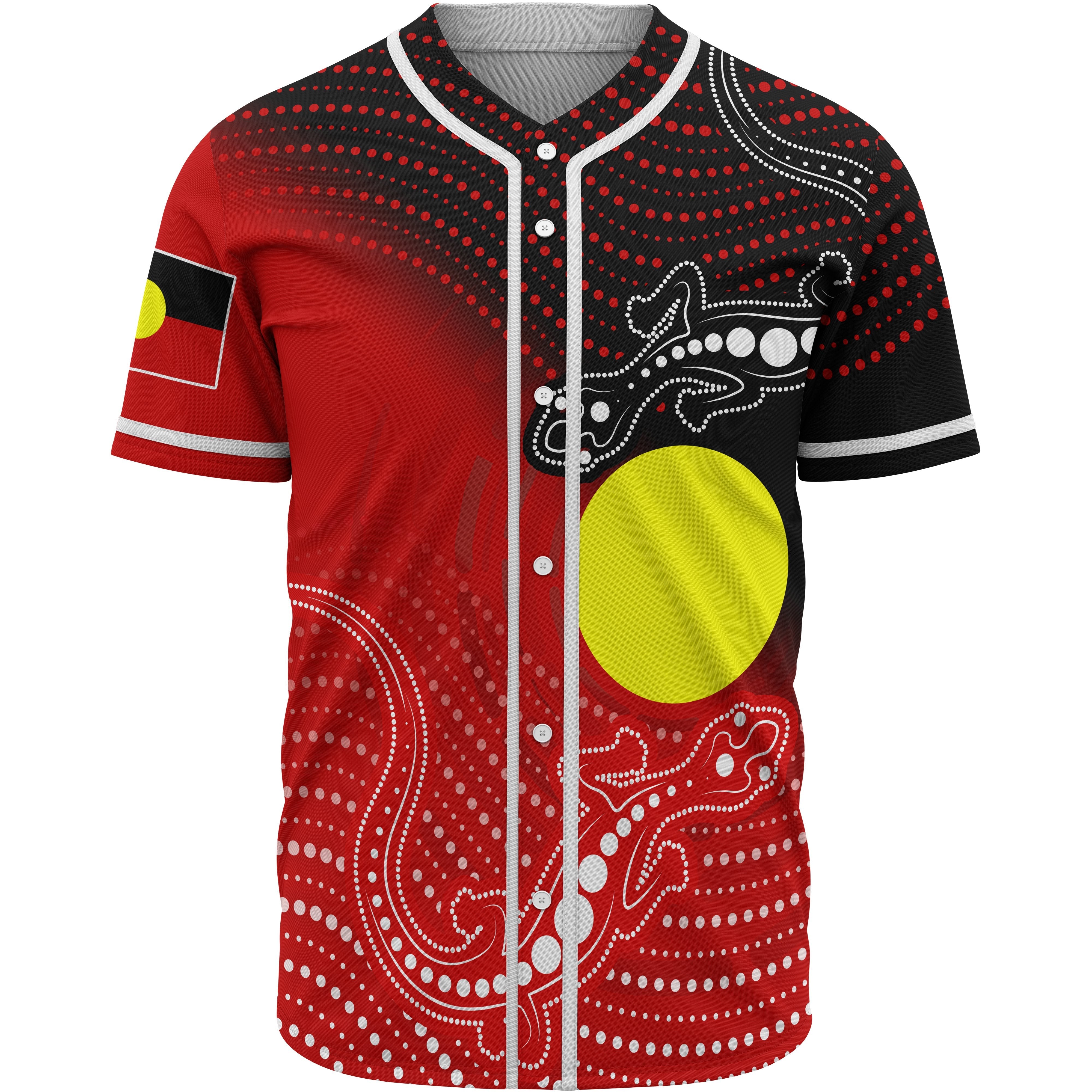 Aboriginal Baseball Shirt - Two Indigenous Lizard - Vibe Hoodie Shop