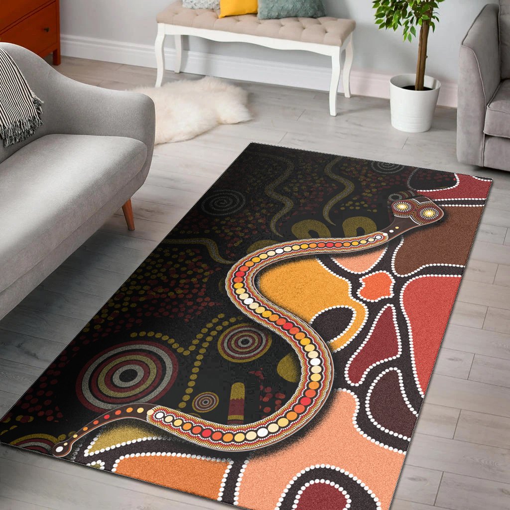 Area Rug - Aboriginal Snake With Dot Painting - Vibe Hoodie Shop