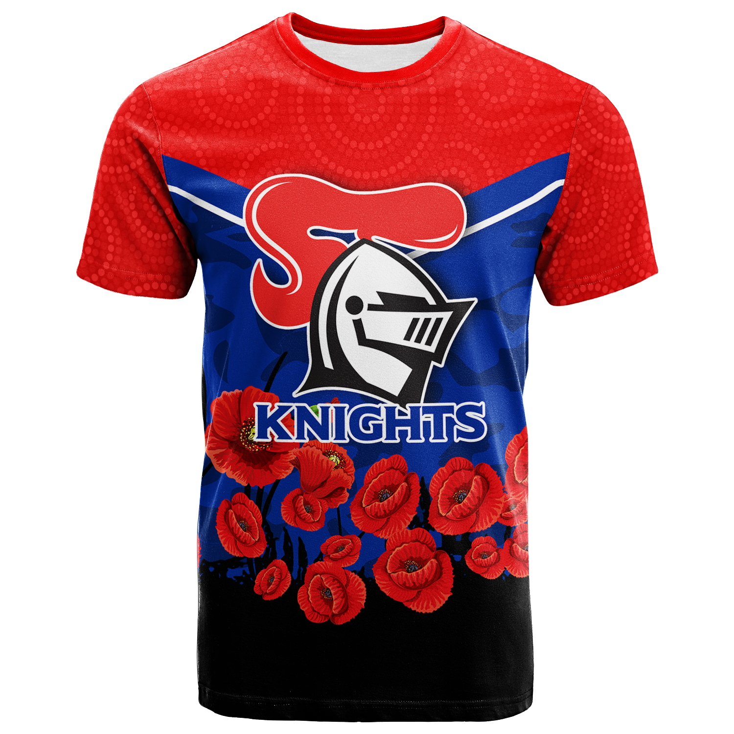 (Custom Personalised) Newcastle Knights ANZAC Day Indigenous Art T shirt - - Vibe Hoodie Shop
