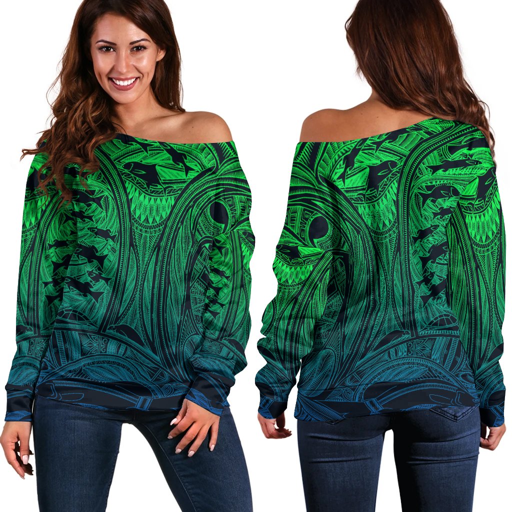 Torres Strait Islanders Off Shoulder Sweater - Ocean Art - Vibe Hoodie Shop