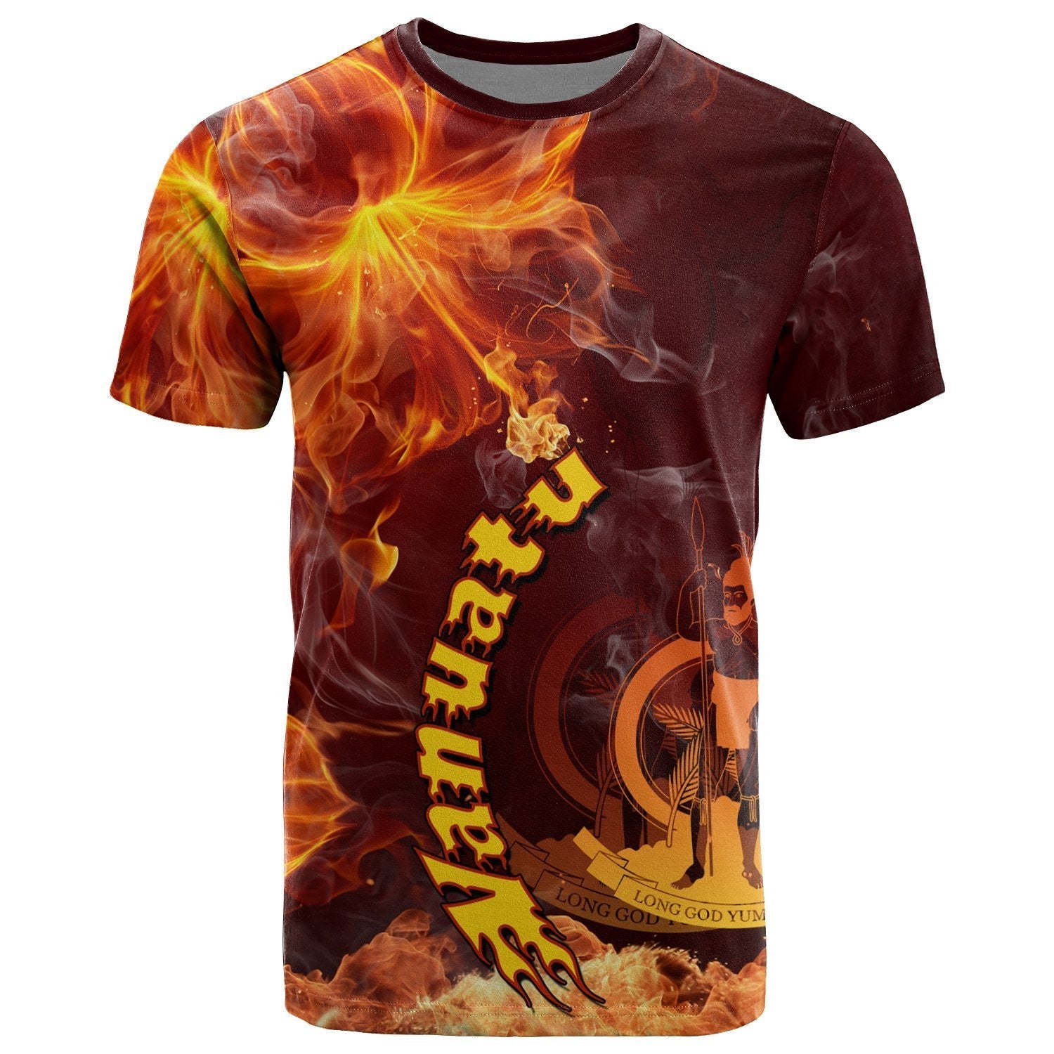 Vanuatu Polynesian T - Shirt - Fire Hibiscus - Vibe Hoodie Shop