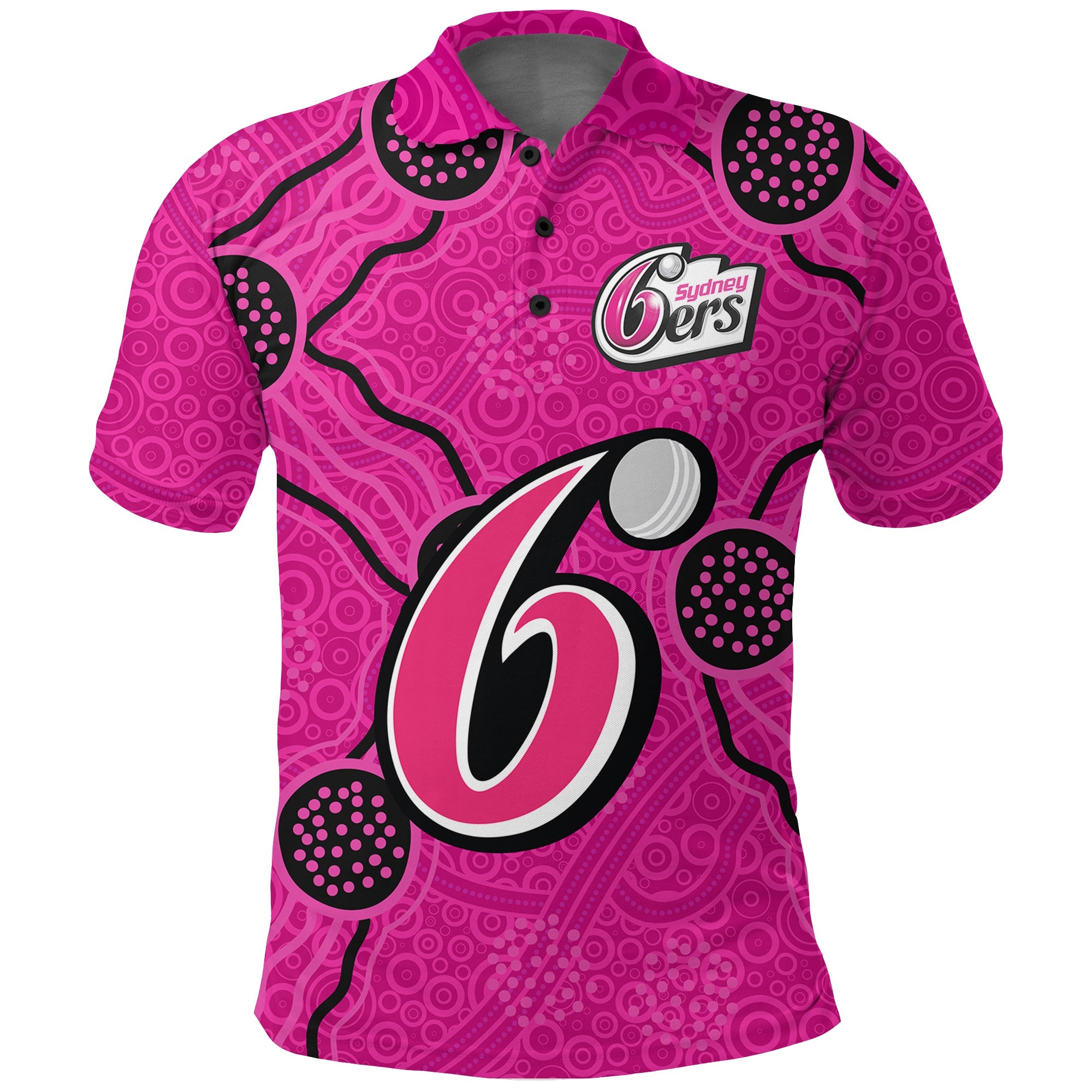 Sydney Sixers Polo Shirt - Aboriginal Dot Painting - - Vibe Hoodie Shop