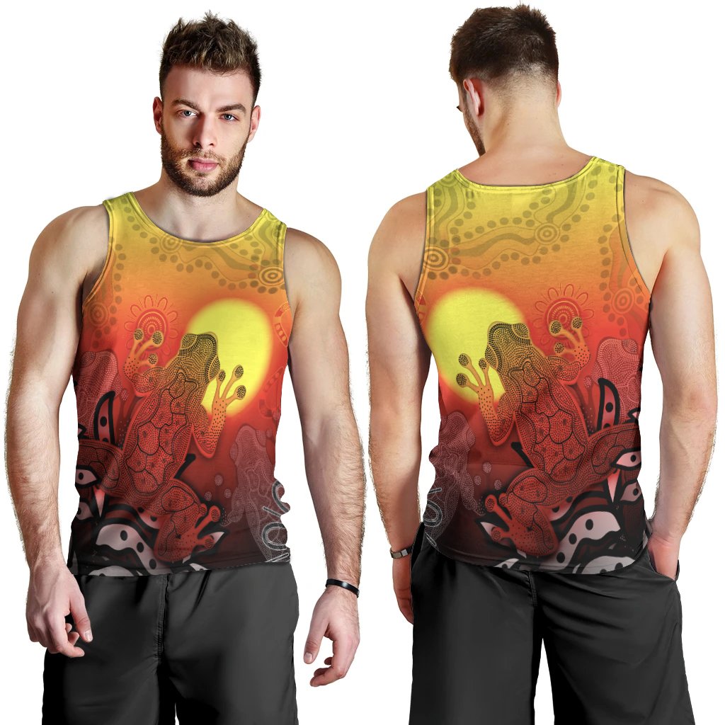 Aboriginal Men's Tank Top - Indigenous Frog (Red) - Vibe Hoodie Shop