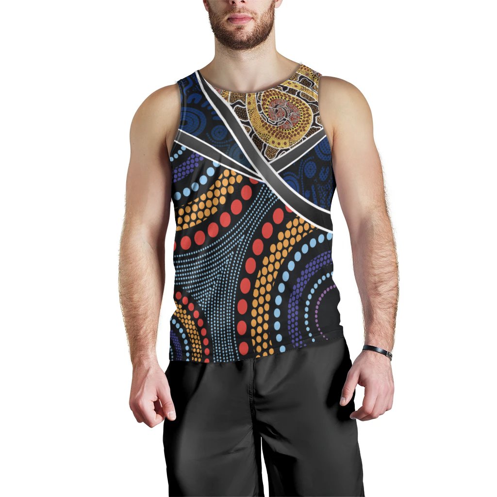 Australia Men Tank Top - Aboriginal Dot Panting Art With Snake - Vibe Hoodie Shop