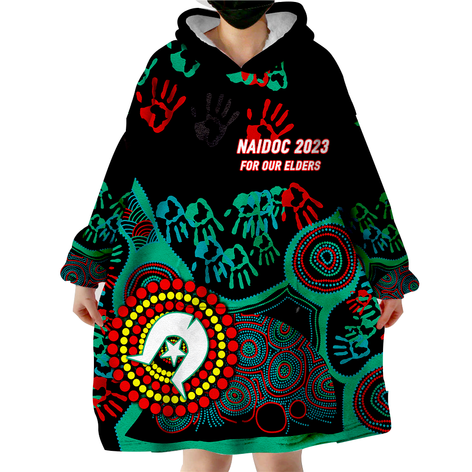 NAIDOC Week 2023 Aboriginal Art For Our Elders Wearable Blanket Hoodie - - Vibe Hoodie Shop