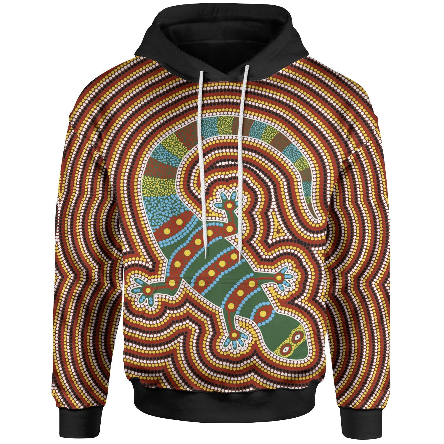 Aboriginal Hoodie, Lizard Dot Painting Patterns - Vibe Hoodie Shop