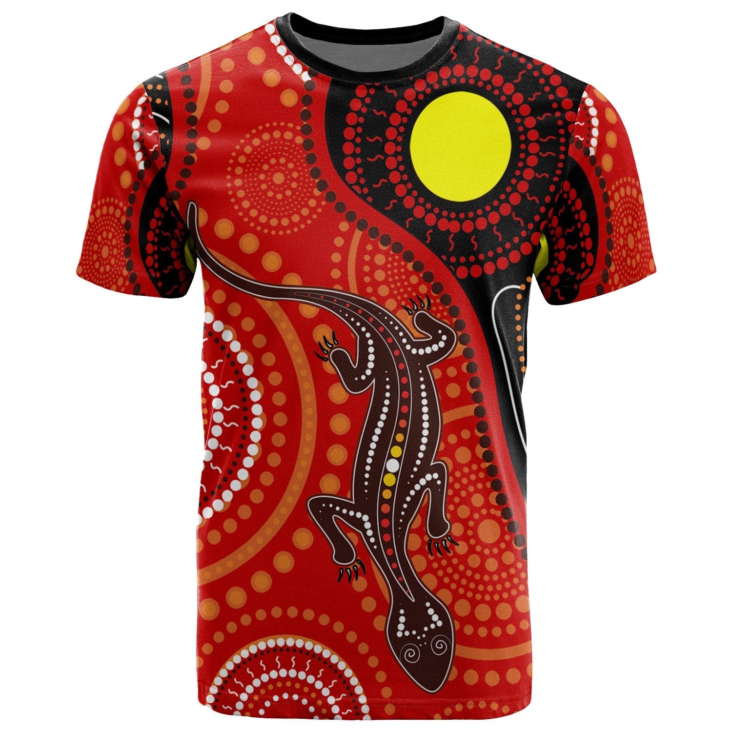 Aboriginal T shirt - Australia Lizard Dot Painting Art - Vibe Hoodie Shop