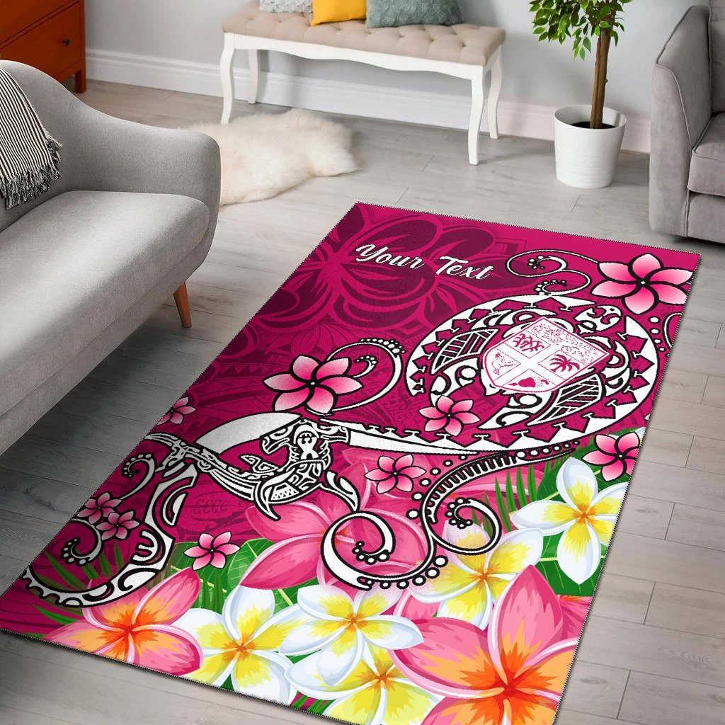 Fiji Custom Personalised Area Rug - Turtle Plumeria (Pink) - Vibe Hoodie Shop