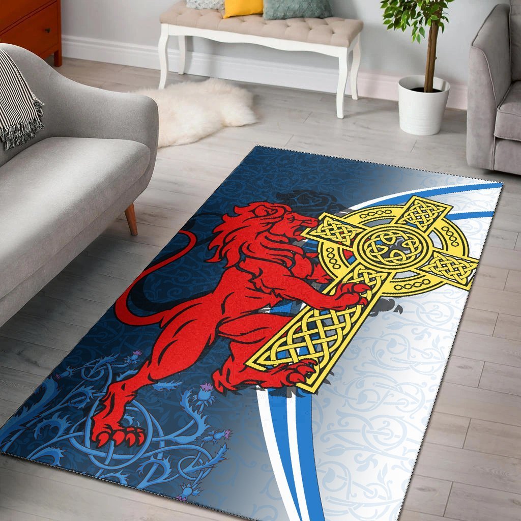 Scotland Area Rug - Scottish Lion With Celtic Cross - Vibe Hoodie Shop