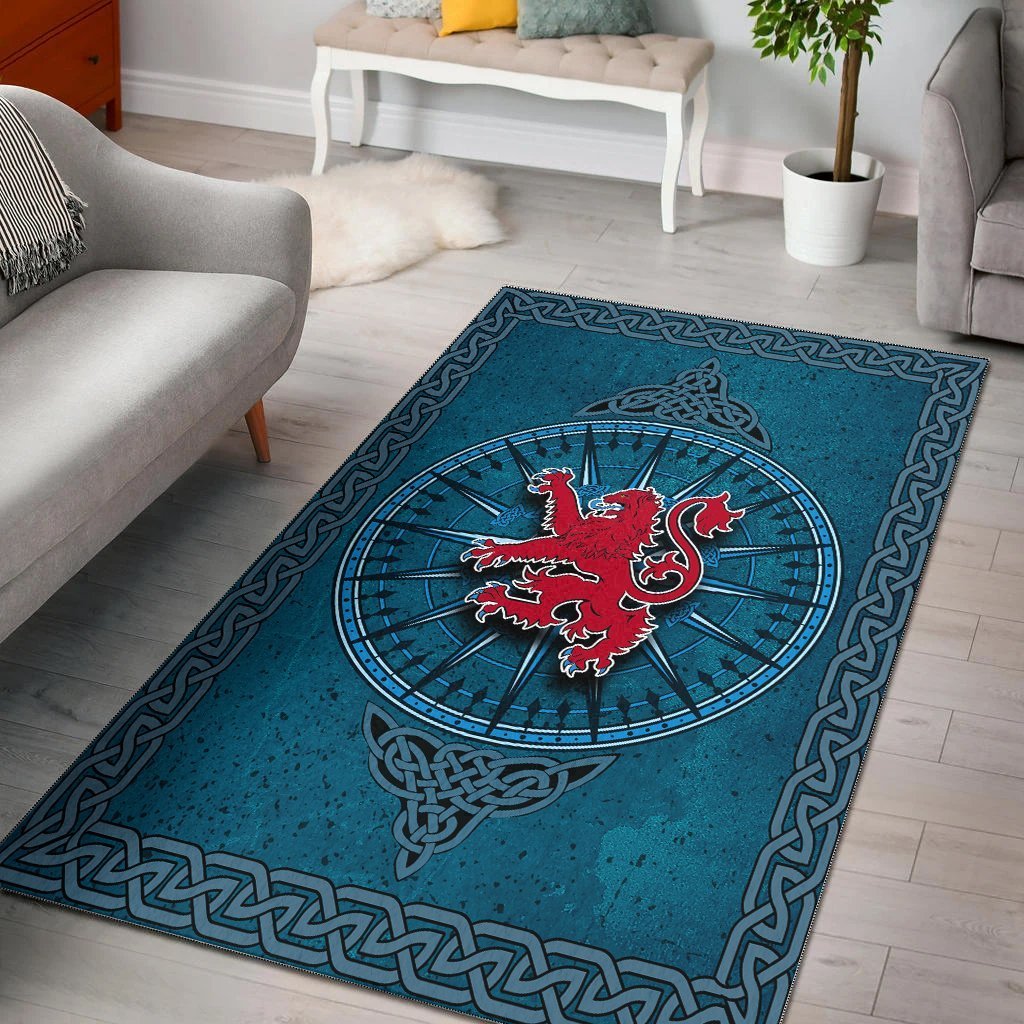 Scotland Celtic Area Rug - Celtic Compass With Scottish Lion - Vibe Hoodie Shop