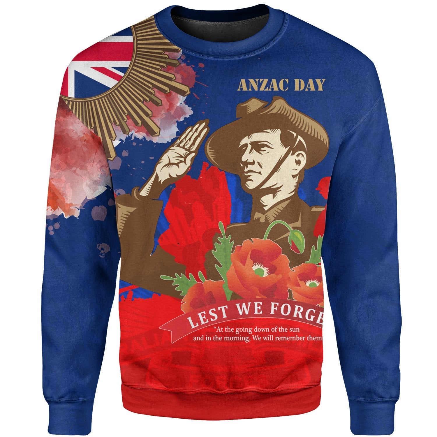 Sweater Tshirt - AANZAC Australia Remember Them - Vibe Hoodie Shop