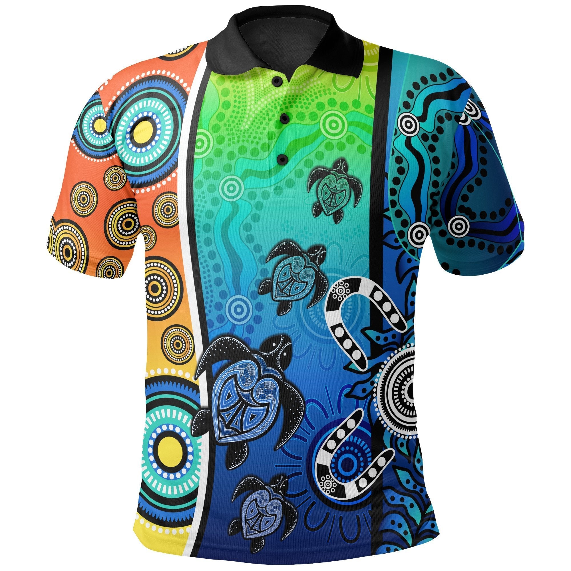 Aboriginal Polo Shirts - Indigenous Turtle Dot Painting Art - Vibe Hoodie Shop