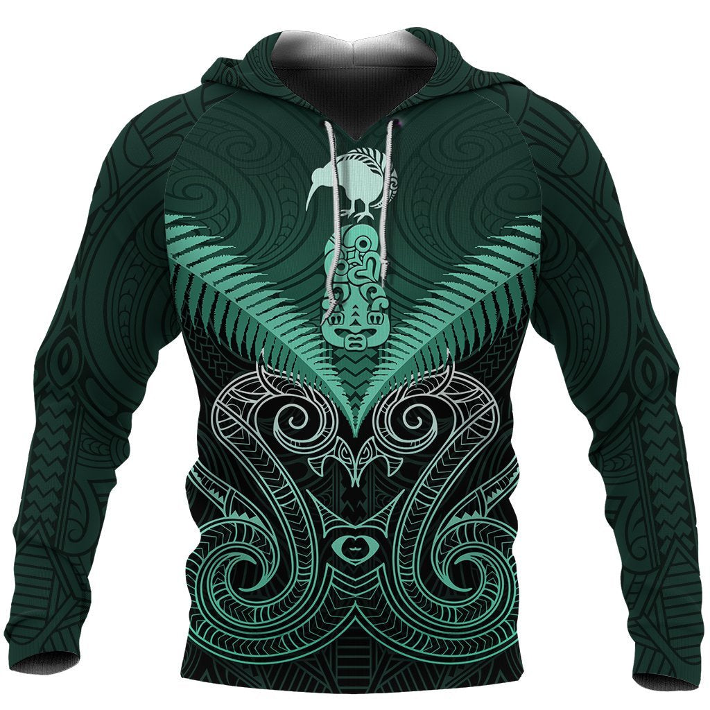 Maori Manaia New Zealand Hoodie Turquoise - Vibe Hoodie Shop