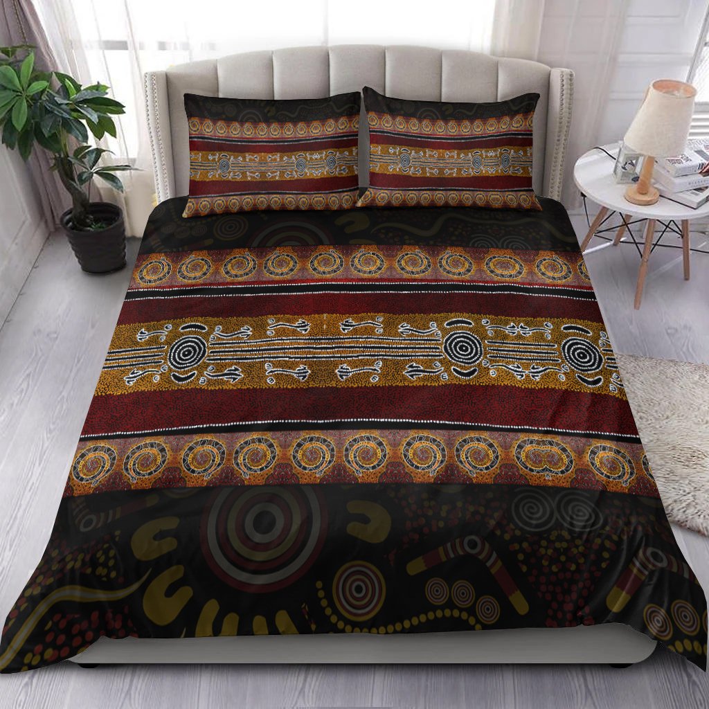 Bedding Set - Aboriginal Dot Panting Art Horizontal Lines - Vibe Hoodie Shop