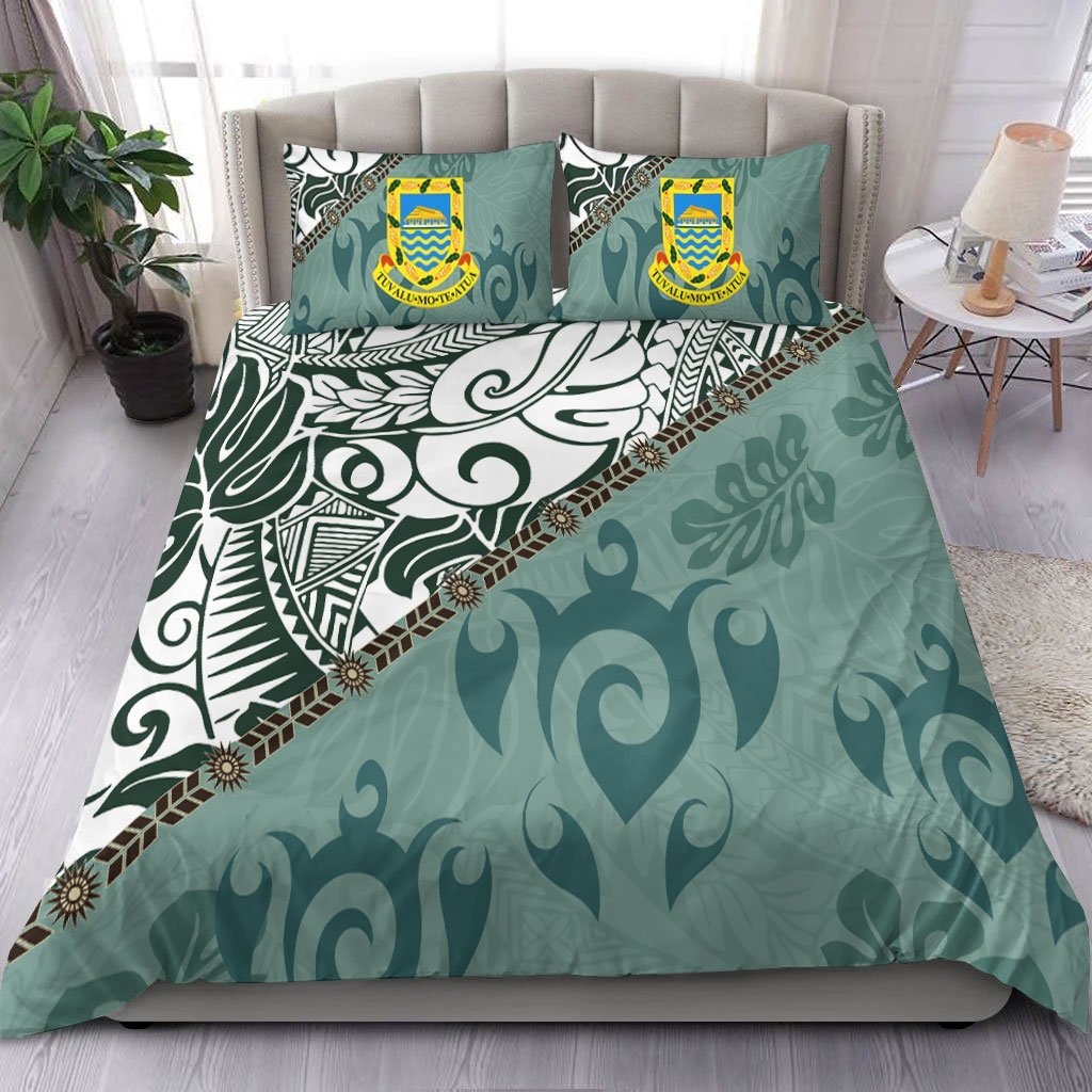 Tuvalu Polynesian Bedding Set - Leaves And Turtles - Vibe Hoodie Shop