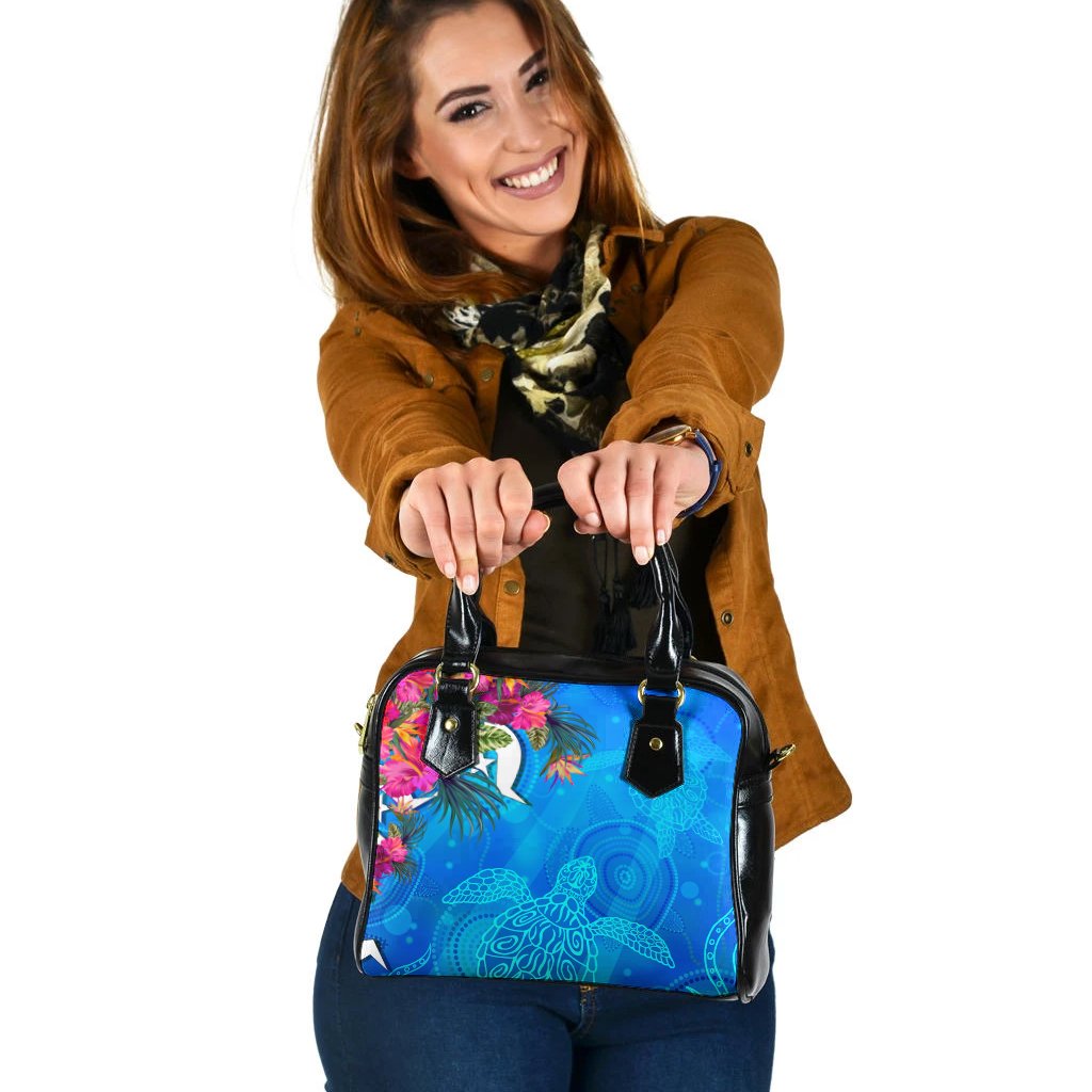 Shoulder Handbag - Torres Strait Blue Sea With Hibiscus - Vibe Hoodie Shop