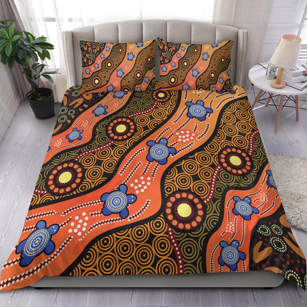 Bedding Set - Aboriginal Dot Unique Style Turtle - Vibe Hoodie Shop