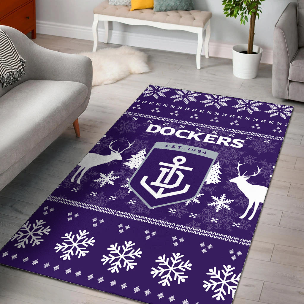 Fremantle Football Club Area Rug - Christmas Ugly Style - - Vibe Hoodie Shop