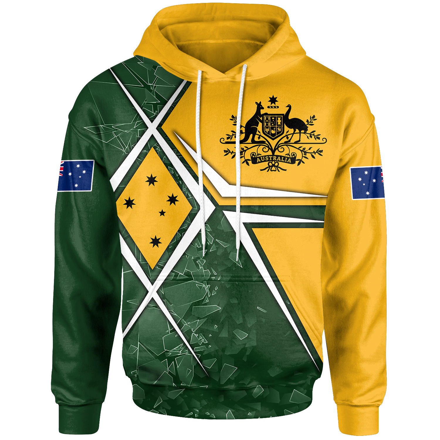 Hoodie - Aussie Flag (Green) - Vibe Hoodie Shop