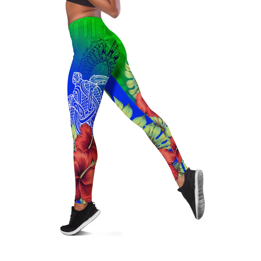 Torres Strait Islanders Leggings - Ocean Hibiscus - Vibe Hoodie Shop