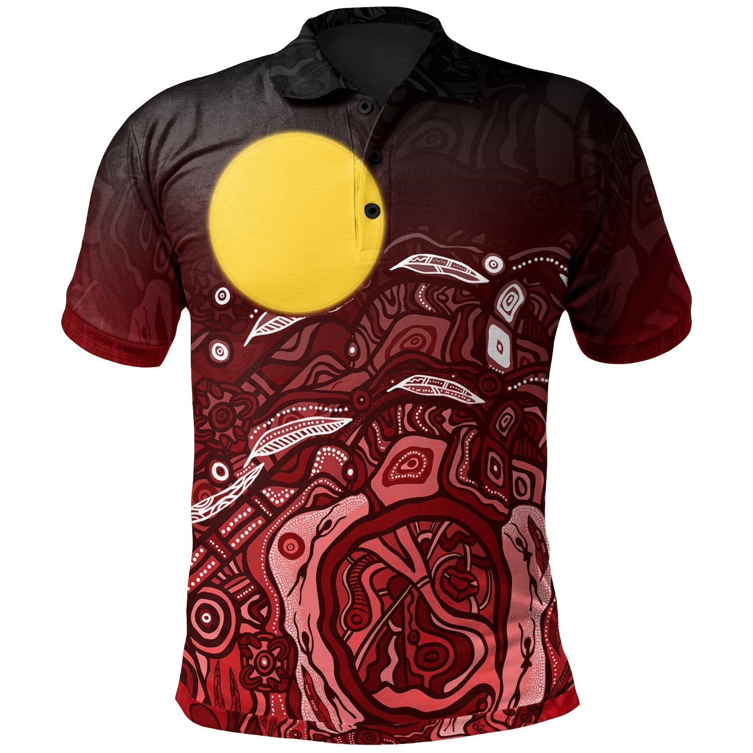 Aboriginal Polo Shirt - Red Landscape - Vibe Hoodie Shop