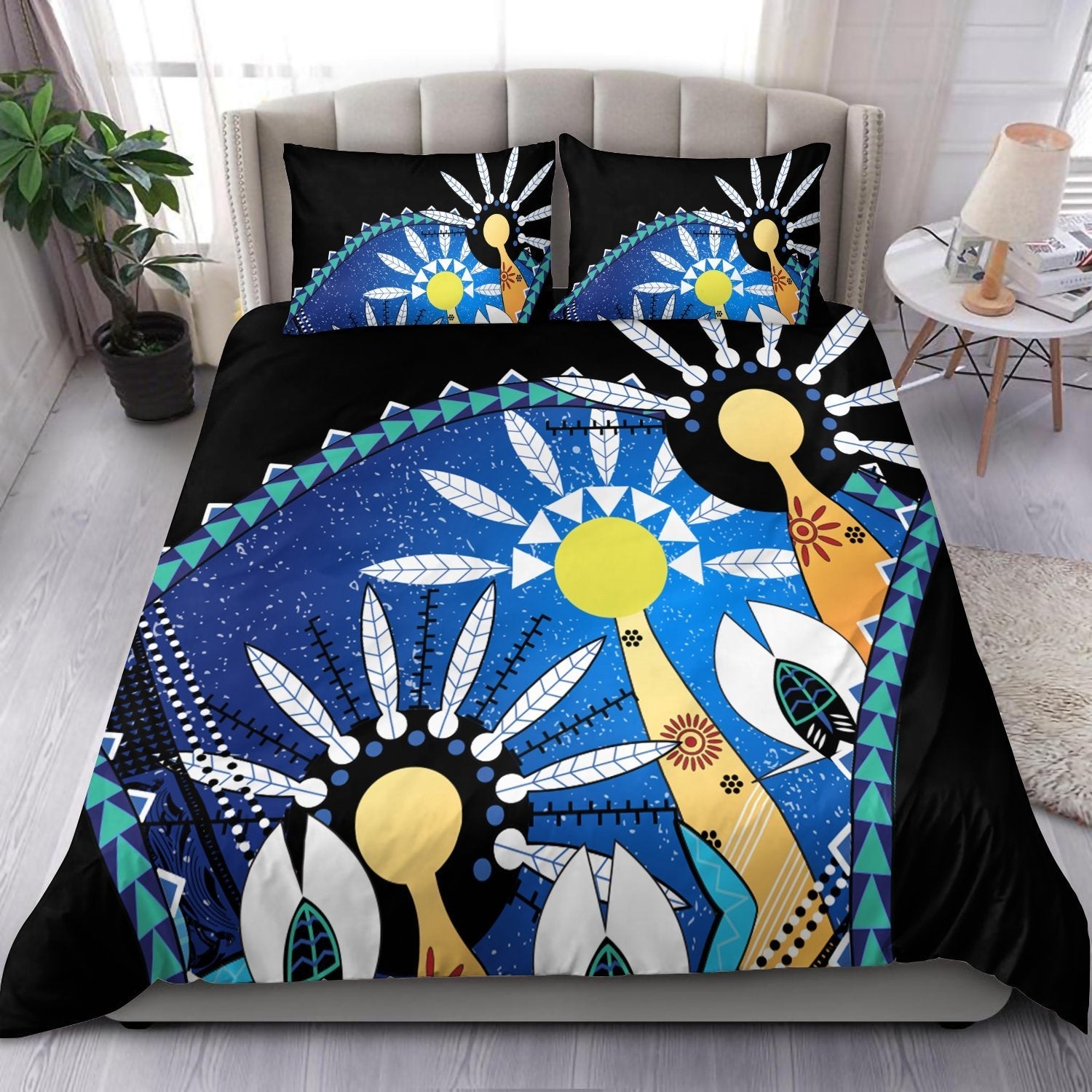 Vibe Hoodie Australia Torres Strait Bedding Set - Dhari Mask In Plam Tree - RLT20 - Vibe Hoodie Shop