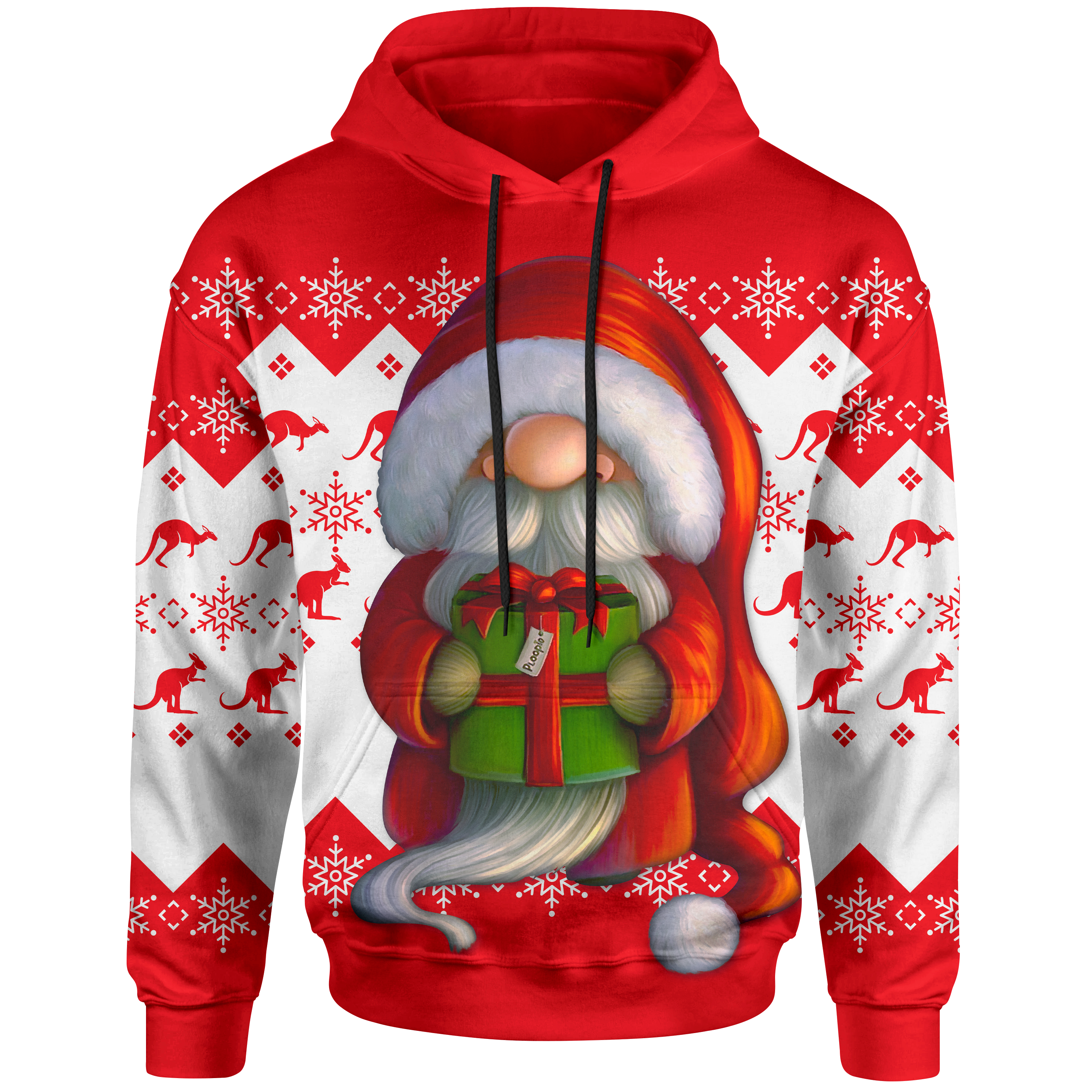 Australia Christmas Hoodie - Christmas Gnome Hoodie Kangaroo Snowflakes - Vibe Hoodie Shop