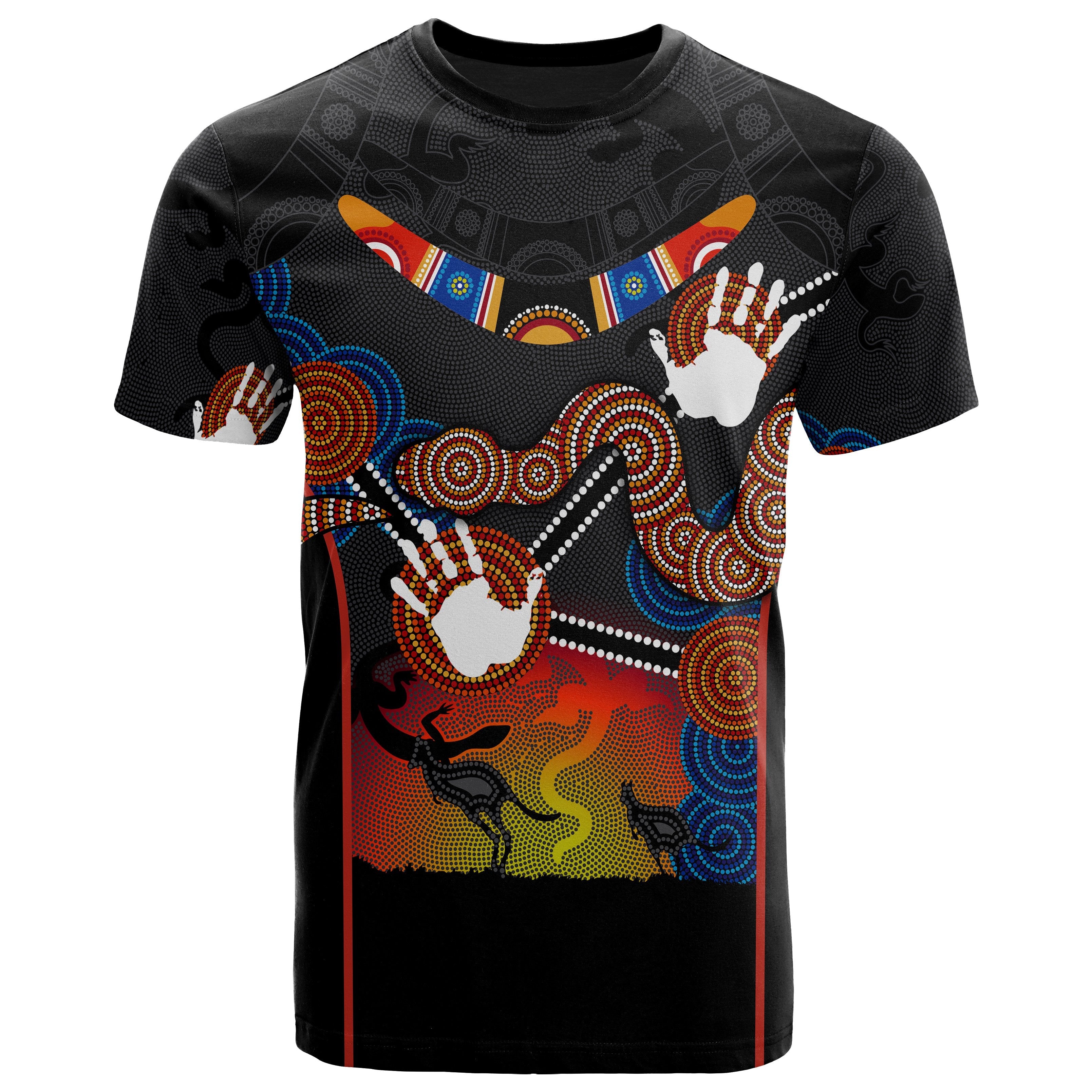 Aboriginal T shirt, Australian Boomerang and Snake Indigenous Art - Vibe Hoodie Shop