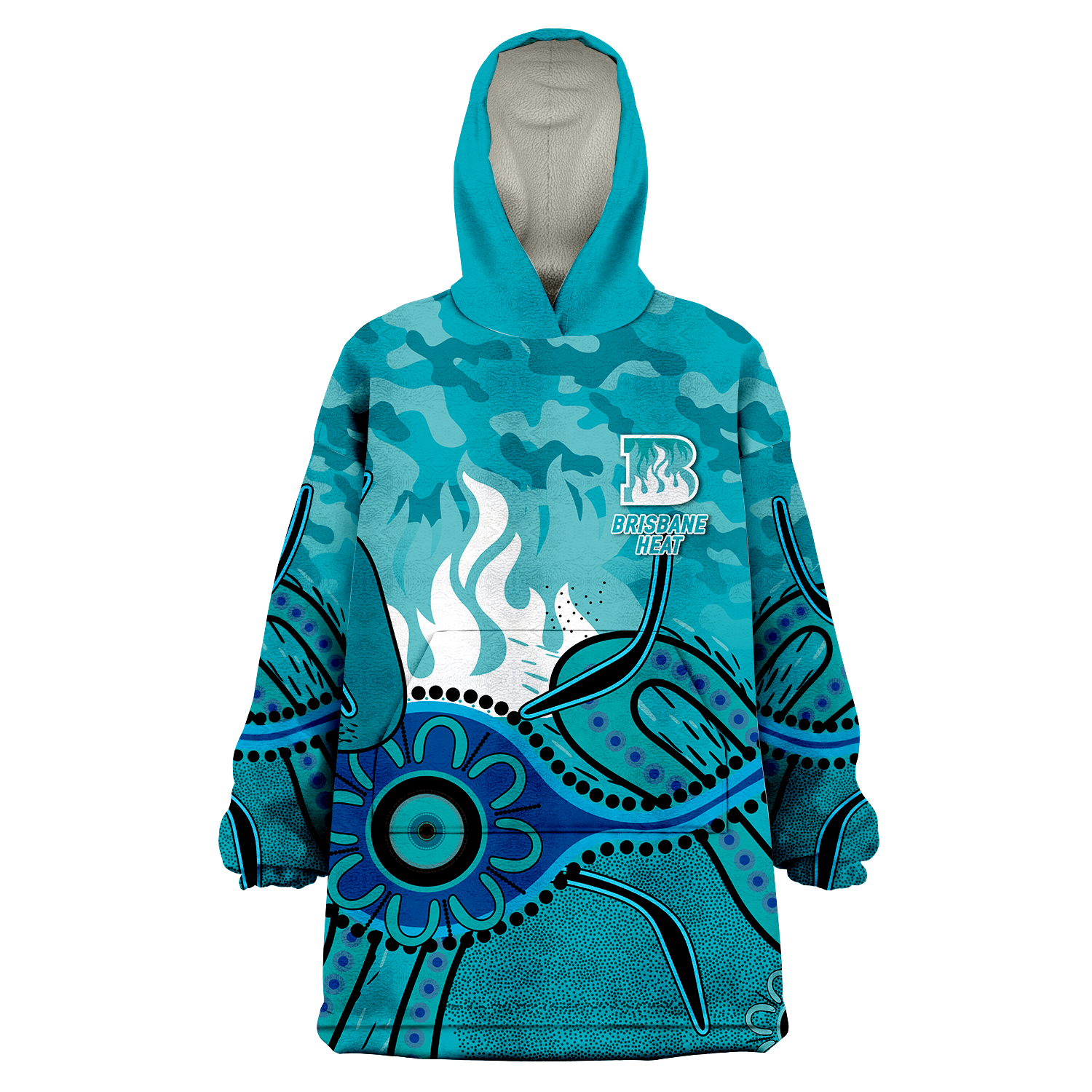 (Custom Personalised) Brisbane Heat Cricket ANZAC Day Aboriginal Wearable Blanket Hoodie - - Vibe Hoodie Shop