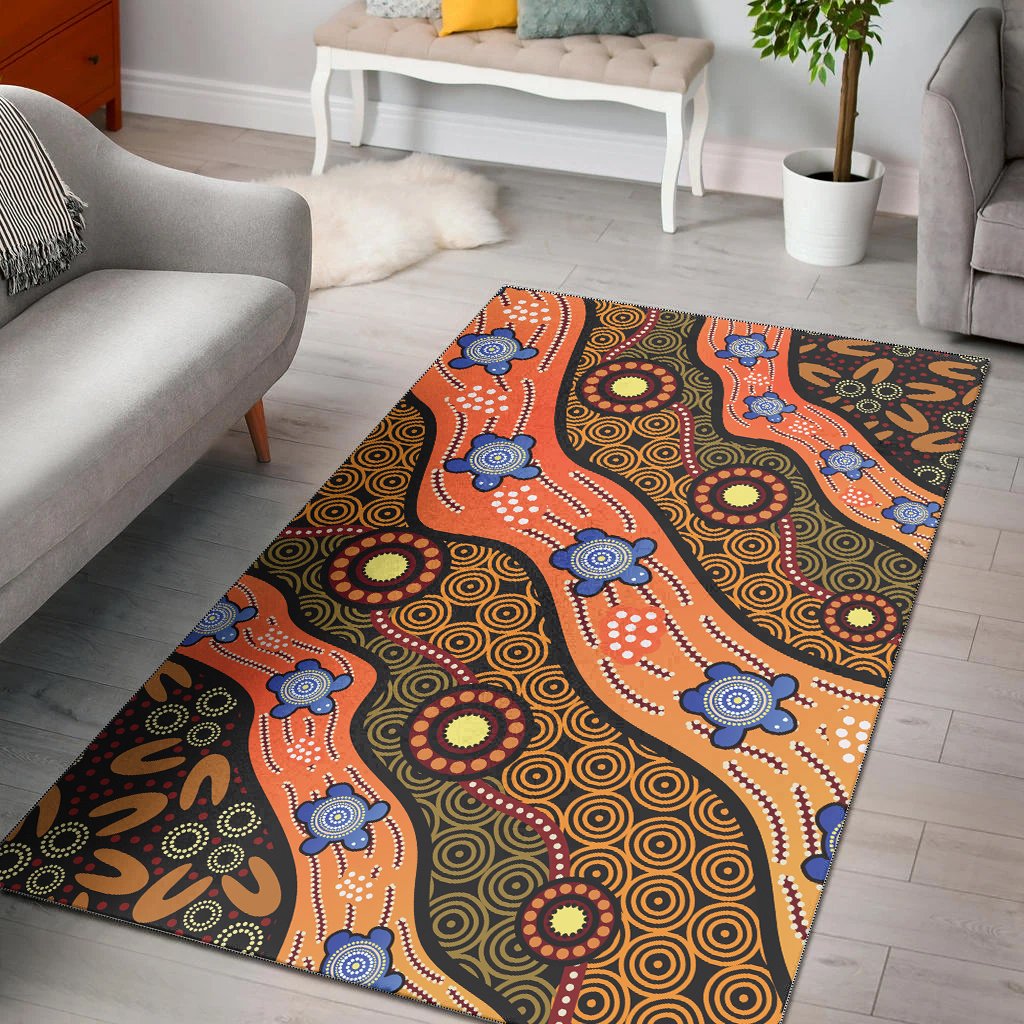 Area Rug - Aboriginal Dot Unique Style Turtle - Vibe Hoodie Shop